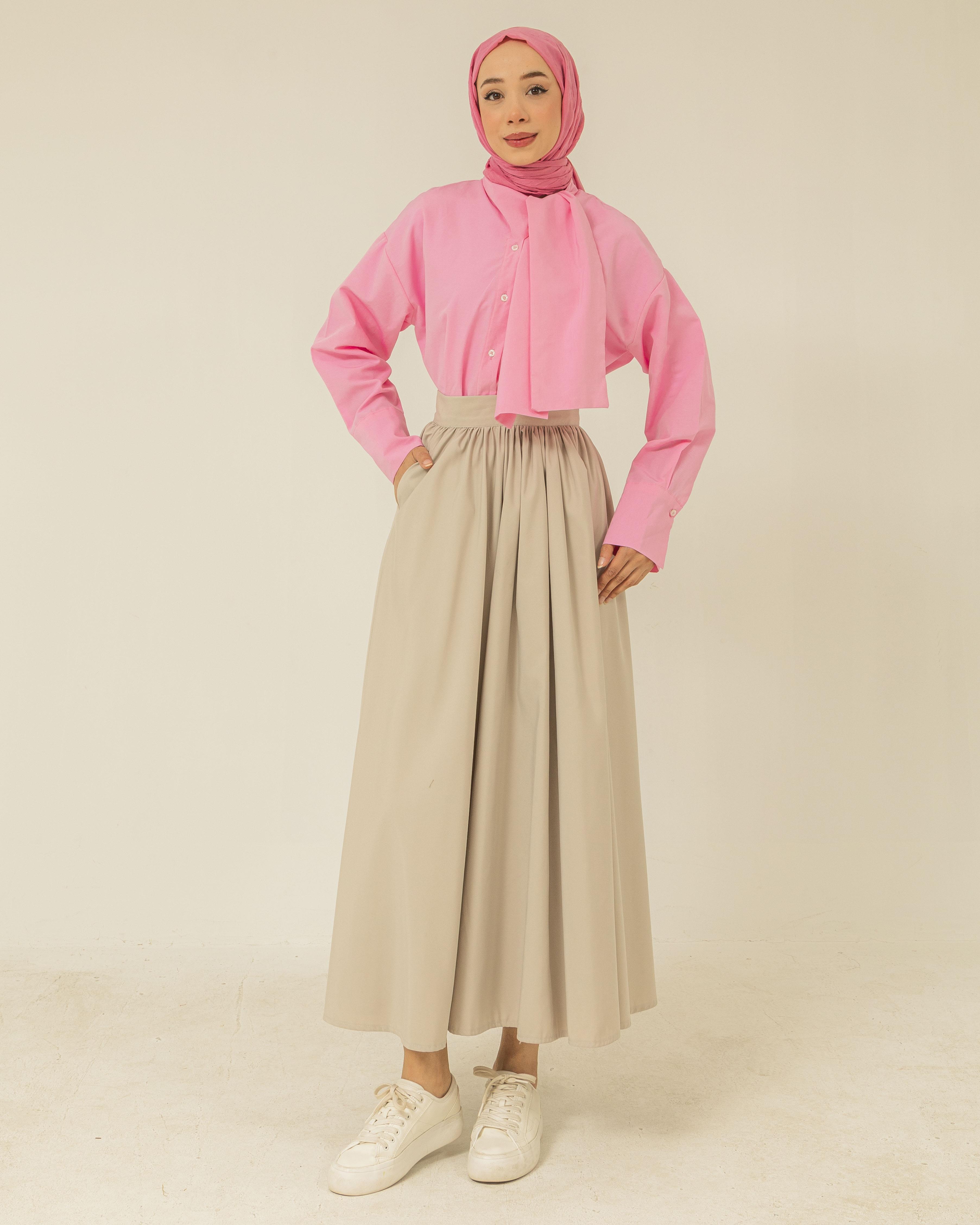 Fular Yaka Pembe Gömlek