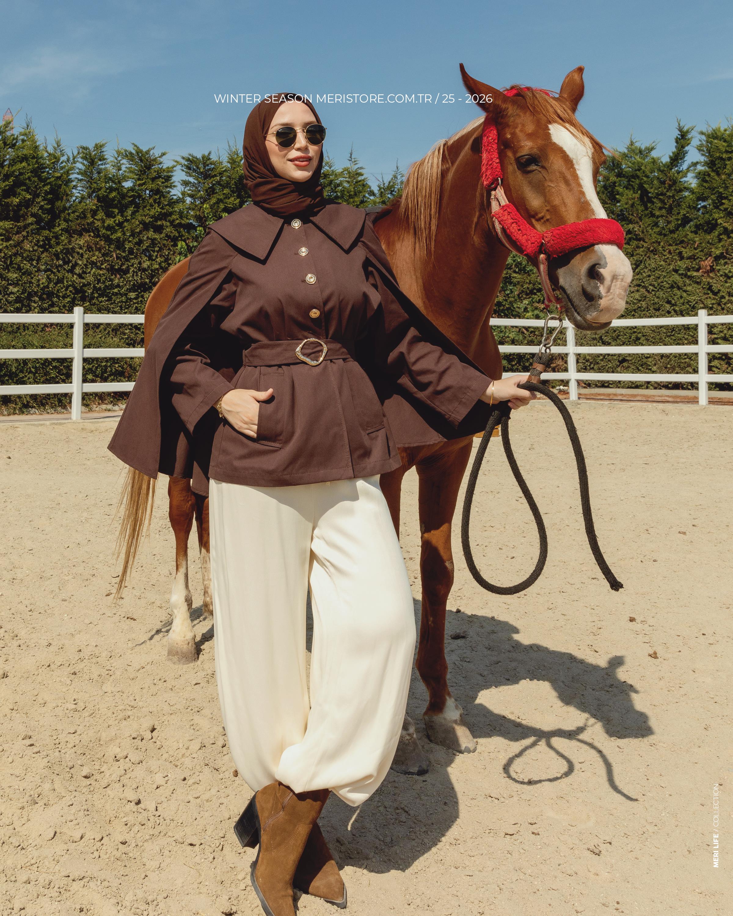 Kemeri Tokalı Kahve Trençkot