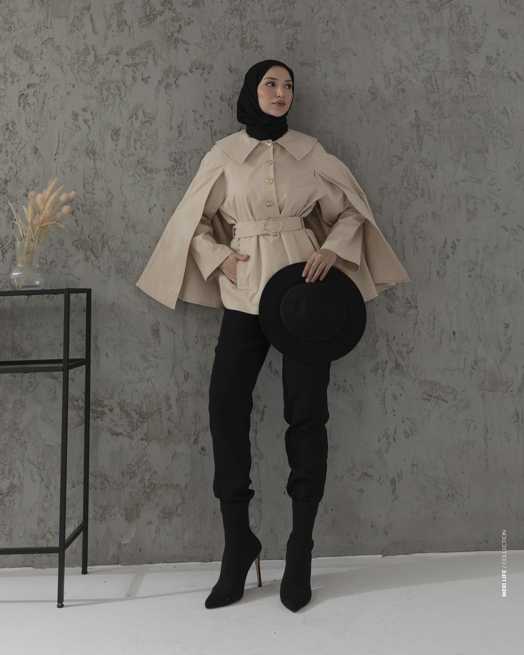 Kemeri Tokalı Krem Trençkot