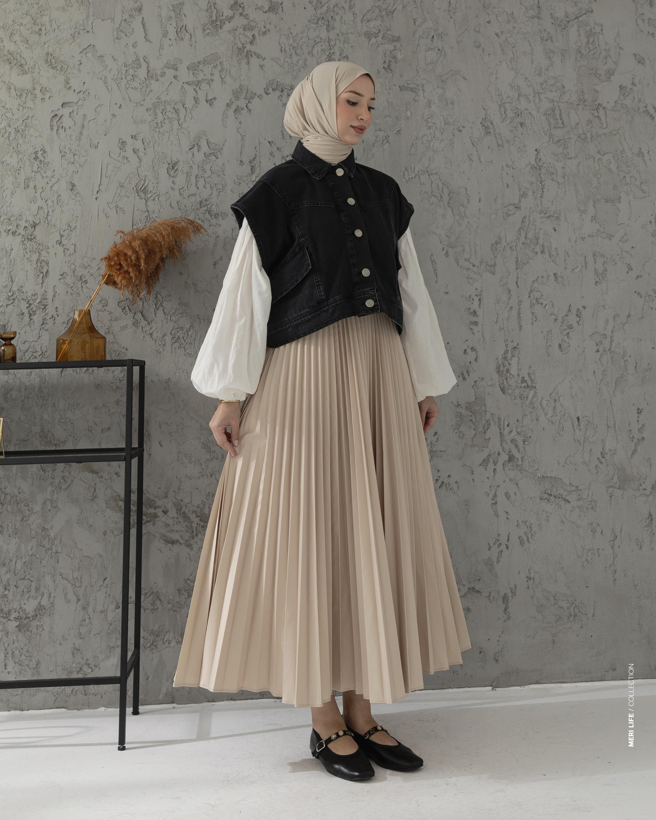 Over Kısa Siyah Denim Yelek