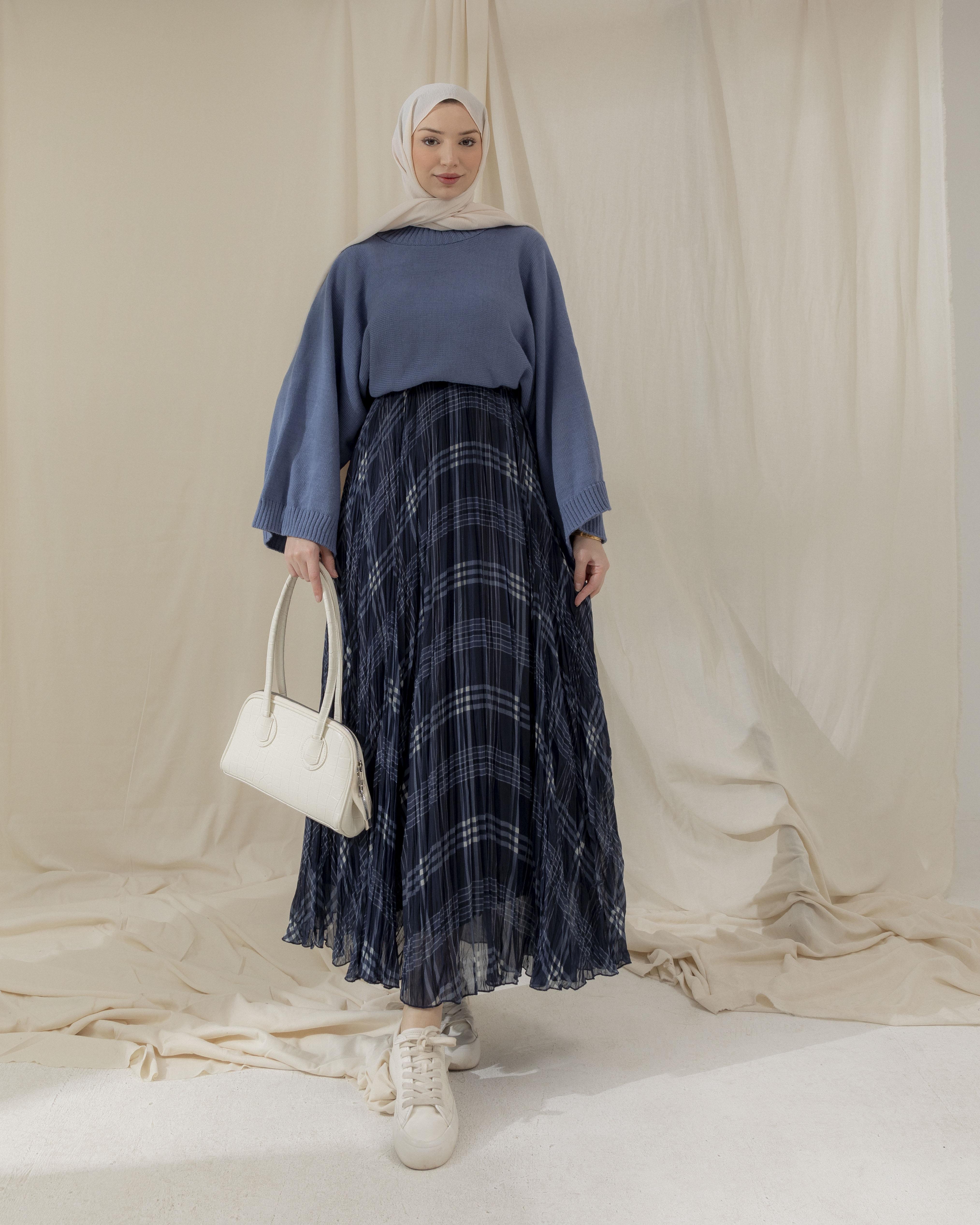 Salaş Kol İndigo Triko Bluz