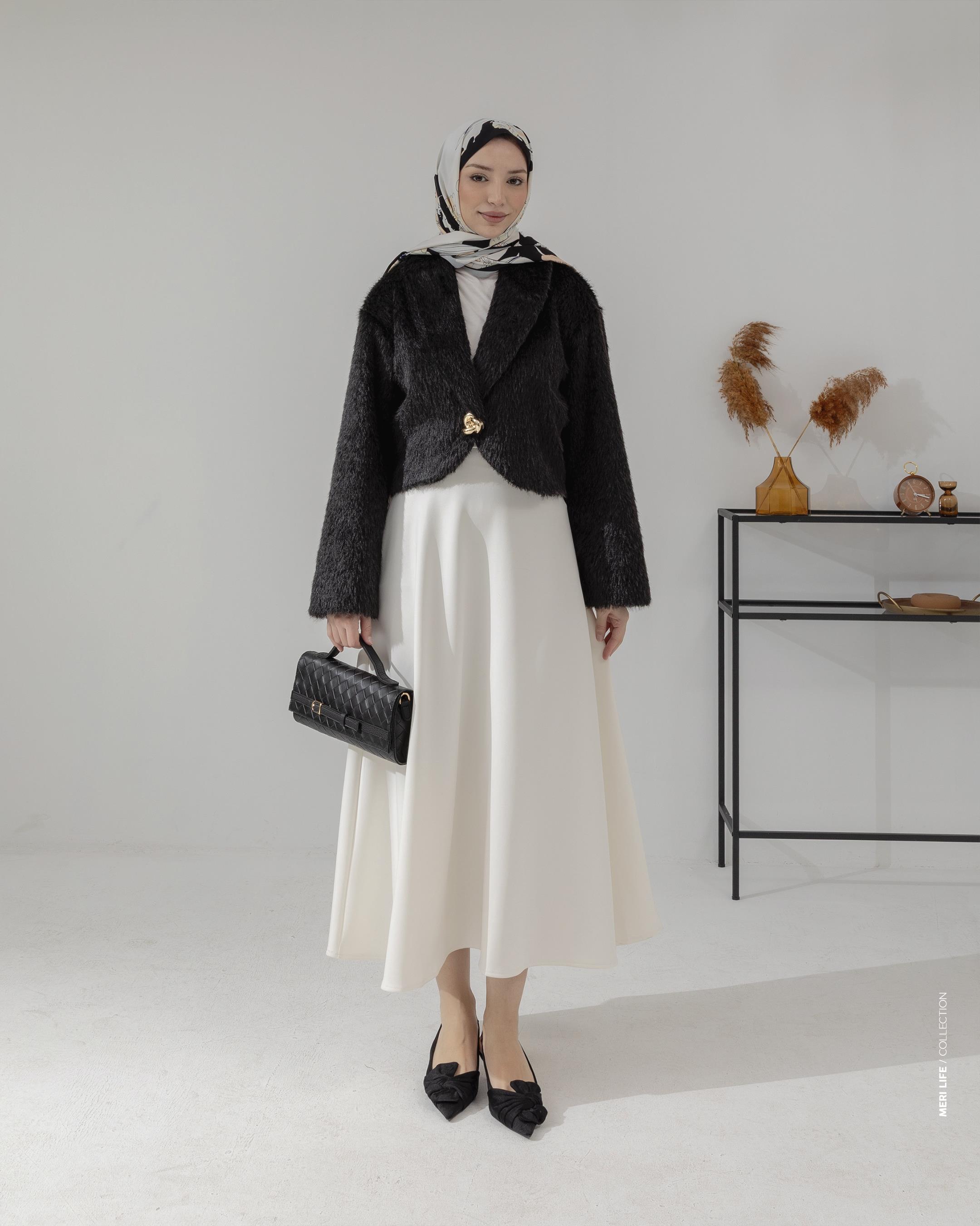 Siyah Kısa Peluş Ceket