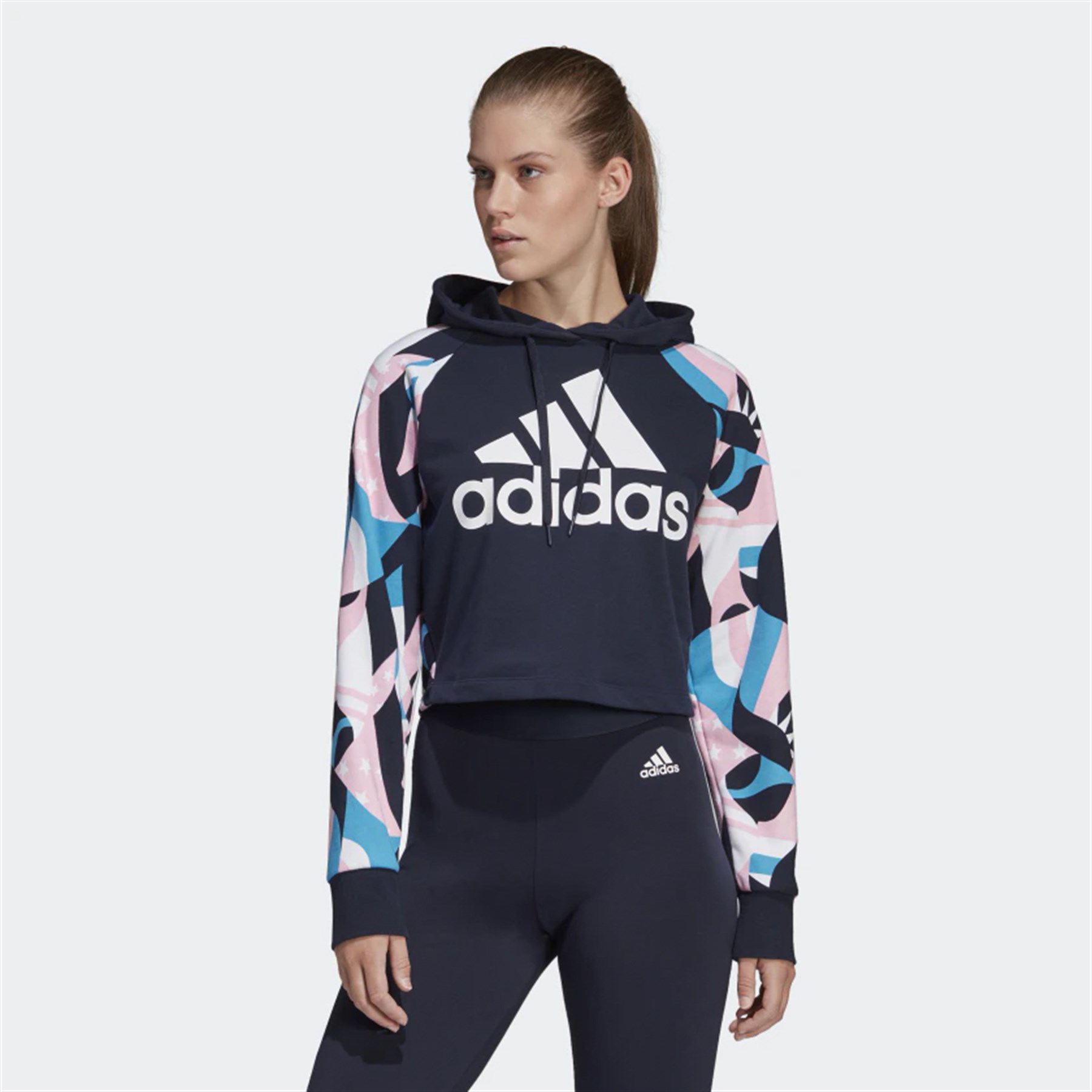 Adidas Kadın Günlük Kapşonlu Sweatshirt Du0231 W Sıd Hood Aop