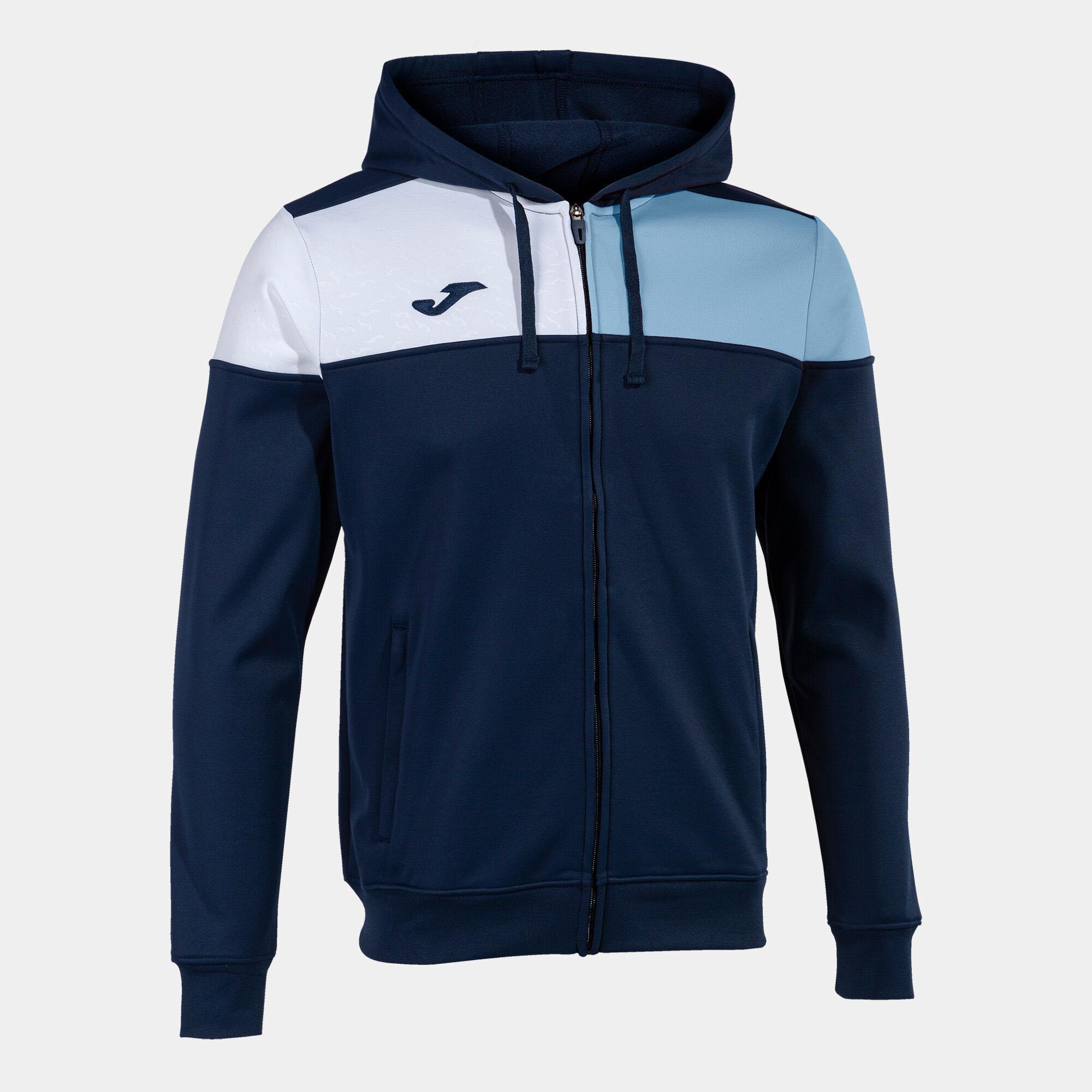 CREW V ZIP-UP HOODIE NAVY SKY BLUE WHITE