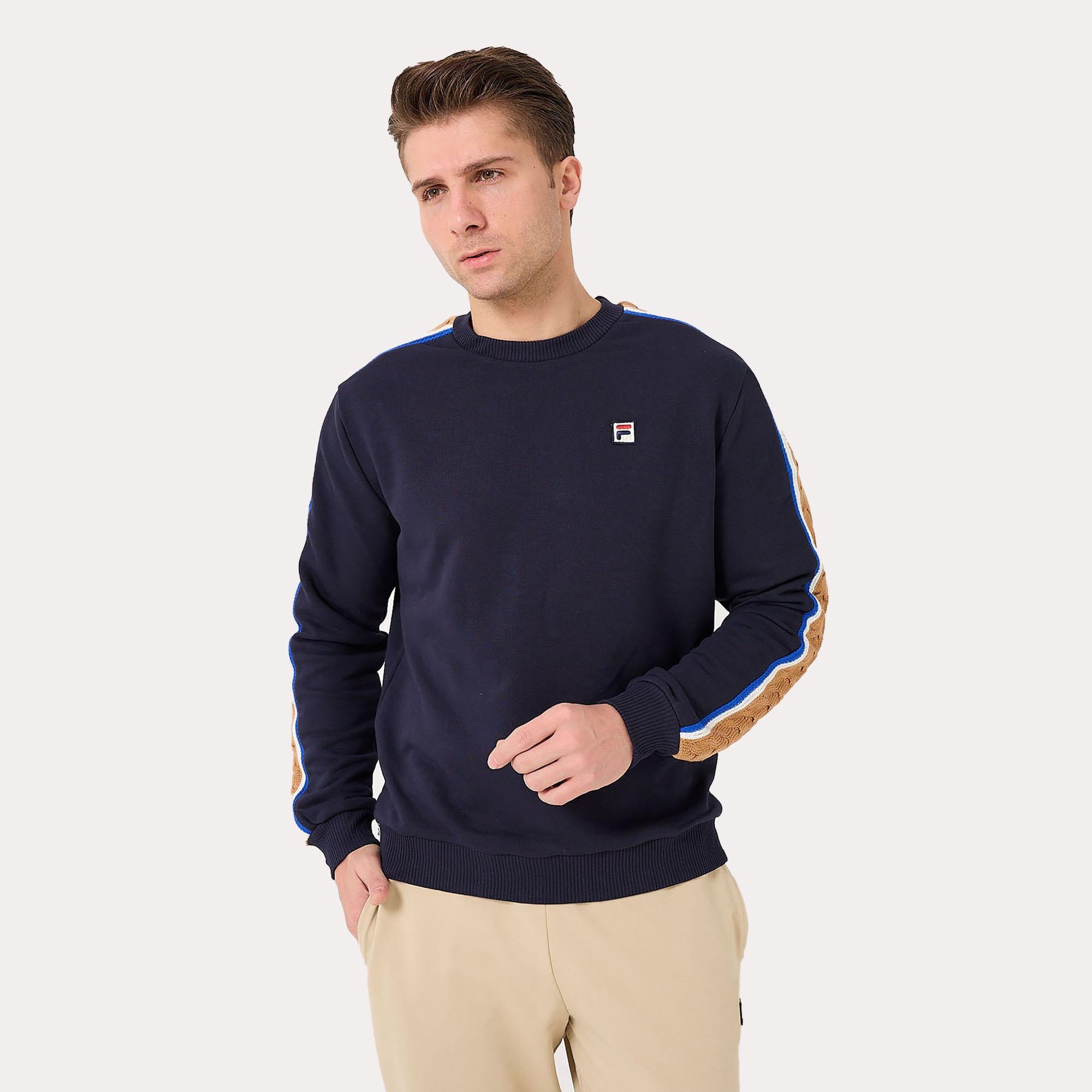 Fila Erkek Bisiklet Yaka Sweatshirt Braid Detail TM411156