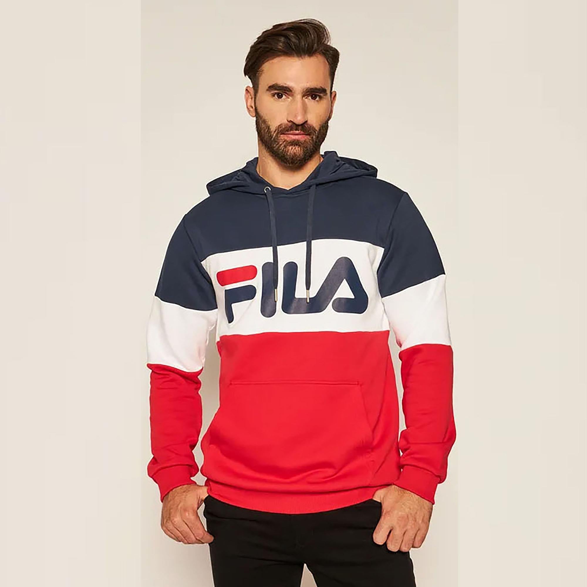 Fila Erkek Kapşonlu Sweatshirt Night Blocked 687001