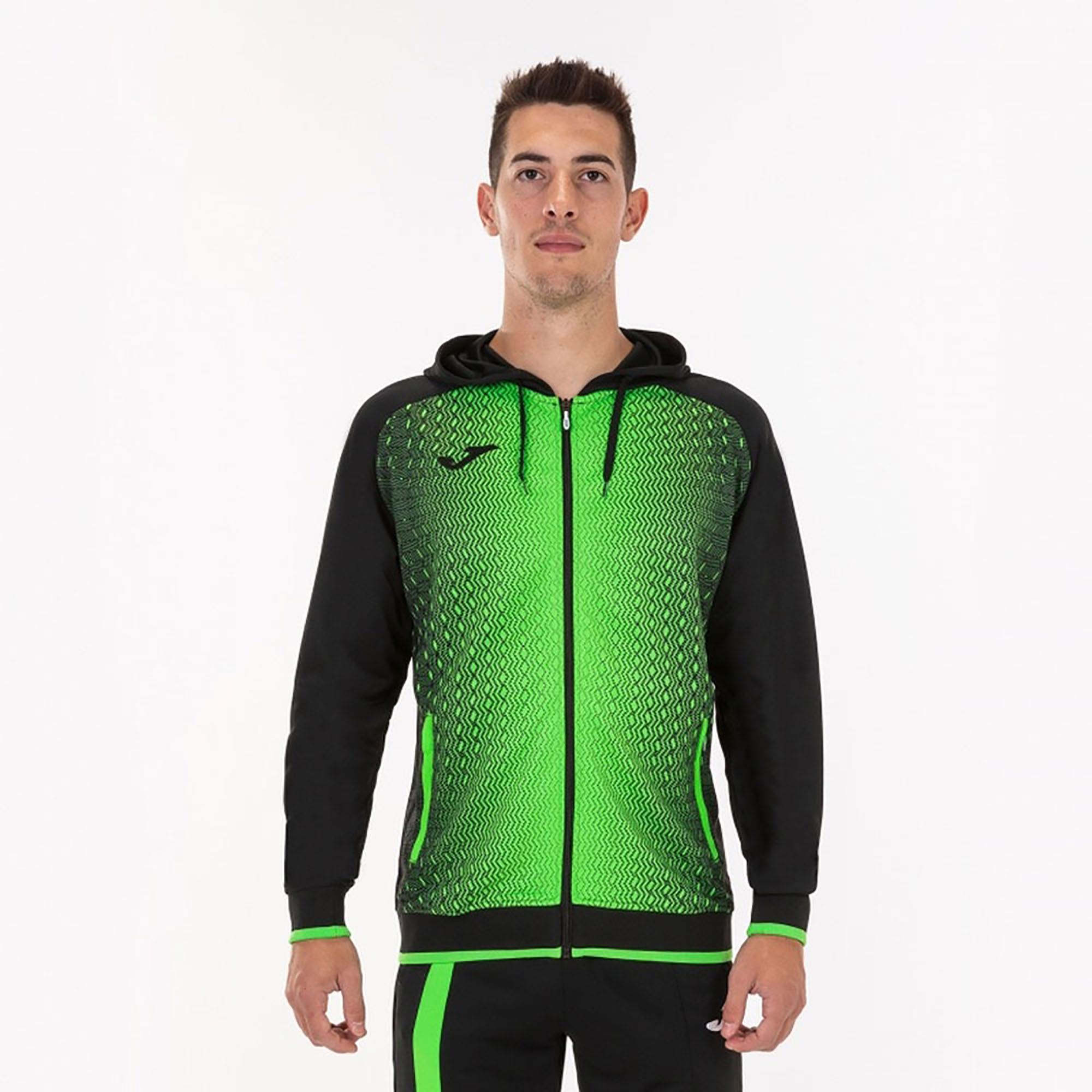 Joma Erkek Futbol Kamp Eşofman Üstü Jacket Hooded Supernova Black-Fluor Green 101285.117