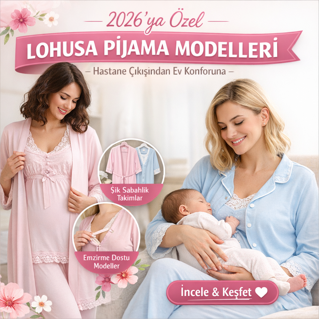 lohusa pijama, 2026 lohusa modası, hastane çıkışı lohusa, doğum sonrası giyim