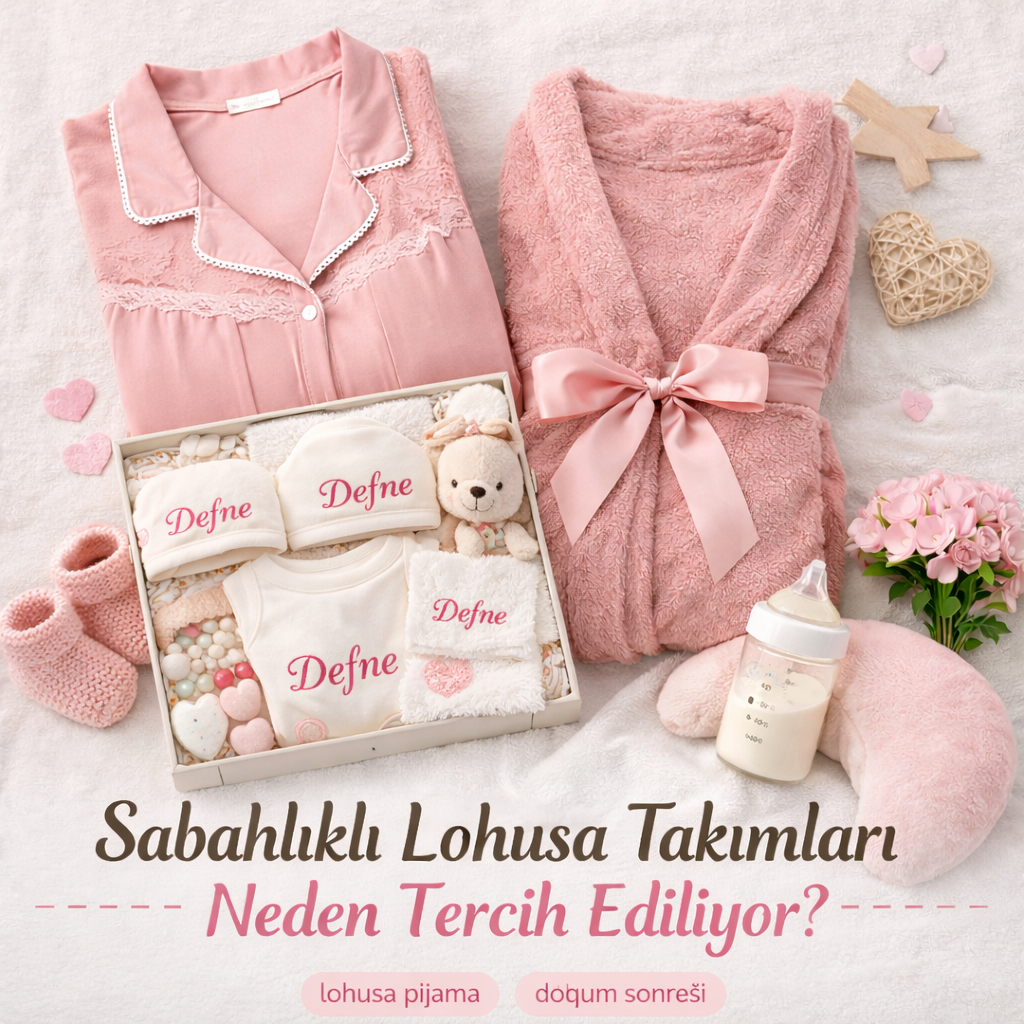 sabahlıklı lohusa takımı, lohusa pijama, doğum sonrası giyim, lohusa gecelik