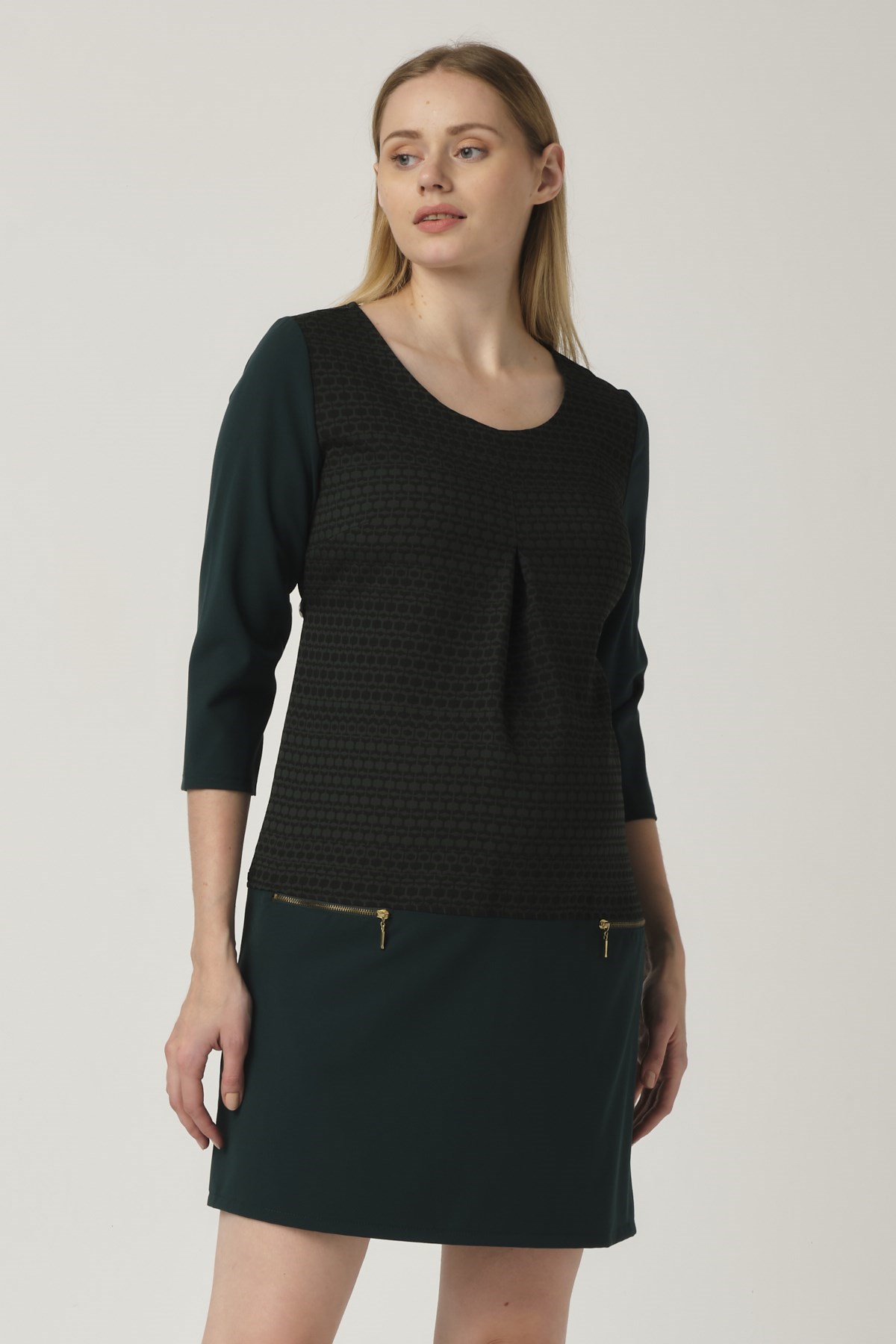 Busa Hamile  Dar Kesim Günlük Elbise Yeşil