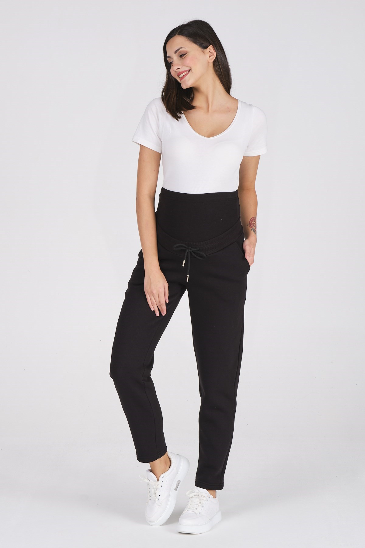 Busa Hamile Esnek Karın Bantlı Termal Eşofman Altı Siyah