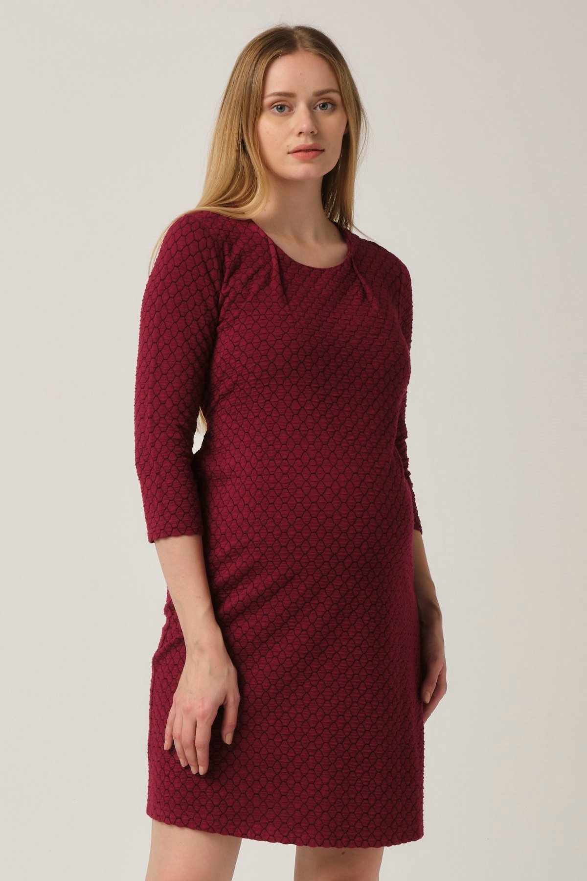 Busa Maternity Casual Mini Dress Burgundy