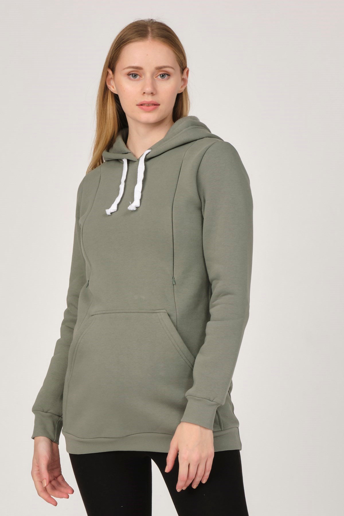 Busa Maternity Hooded Sweatshirt Cagla Green