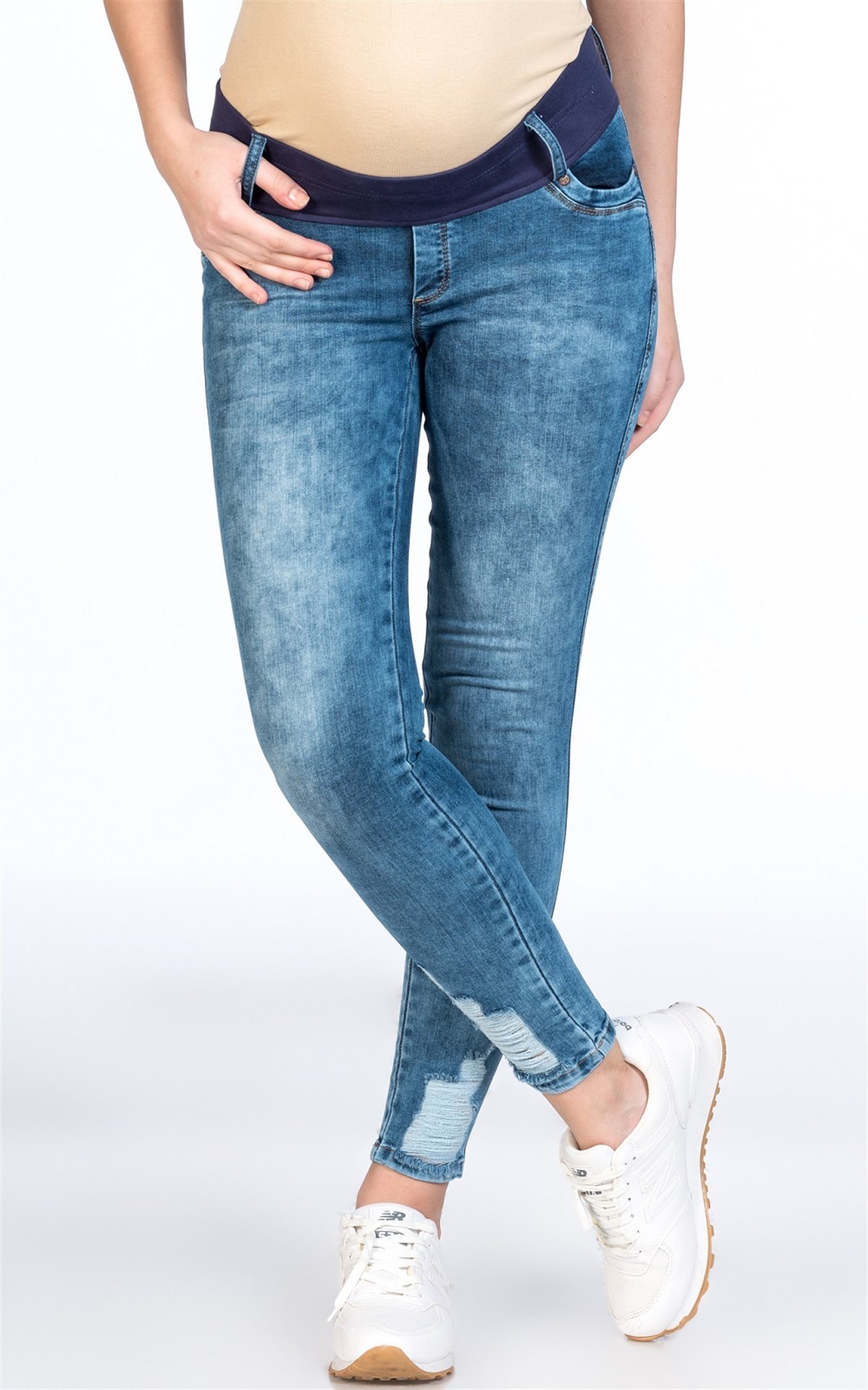 Busa Hamile Kot Pantolon Skinny Mavi