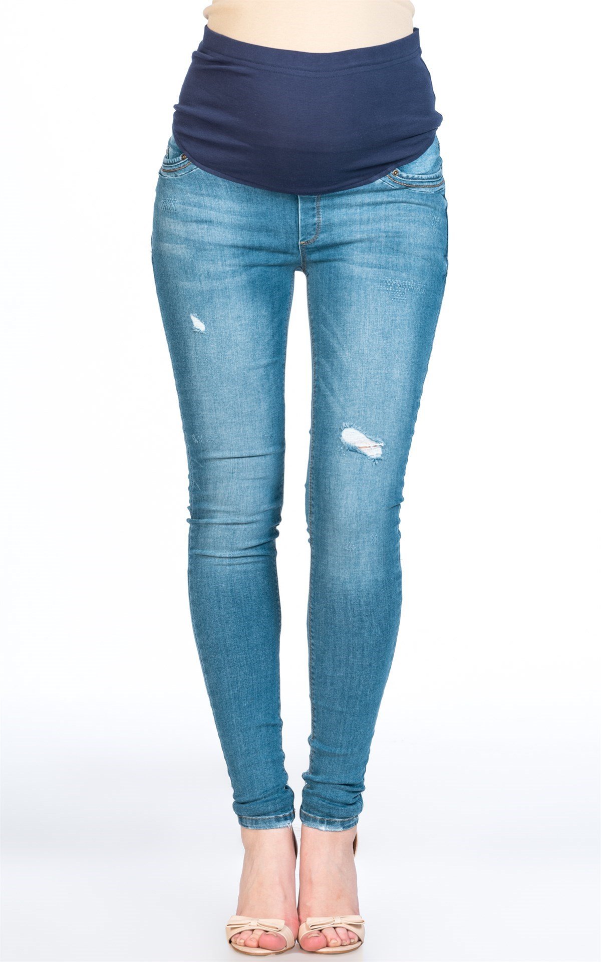 Busa Hamile Skınny Lacivert  Jean Mavi
