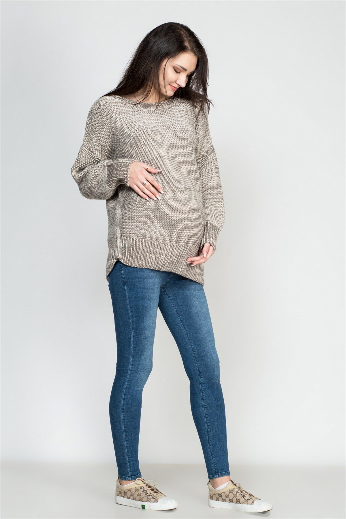 Busa Maternity Knitwear Jumper Plain Model Mink