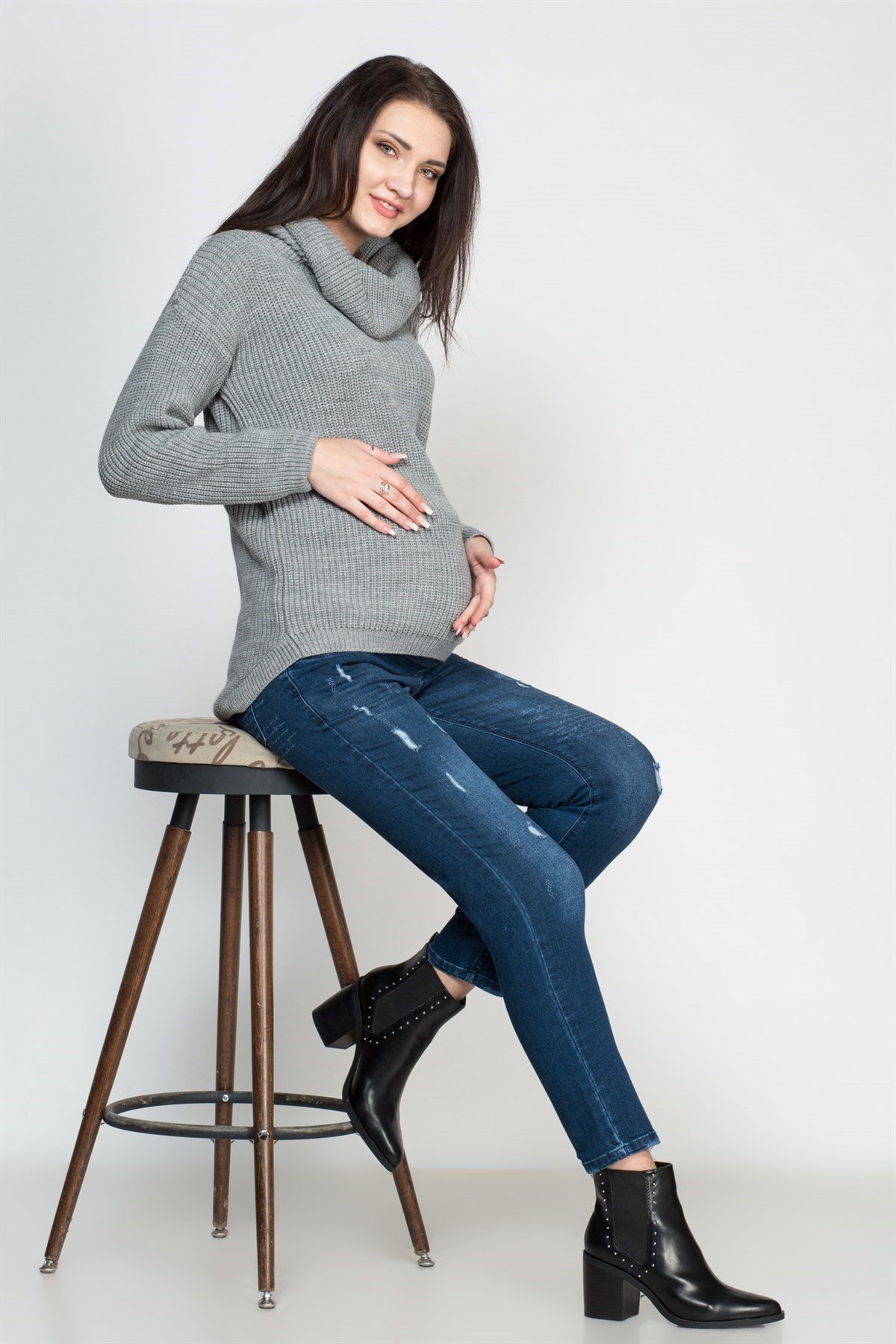 Busa Maternity Knitwear Jumper Gray