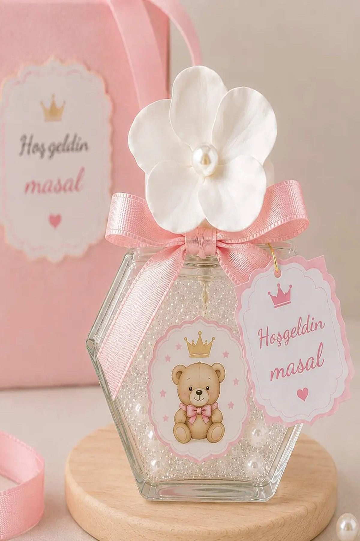 Doğum Sonrası Hastene Kız Bebek Pembe Altıgen Hediyelik