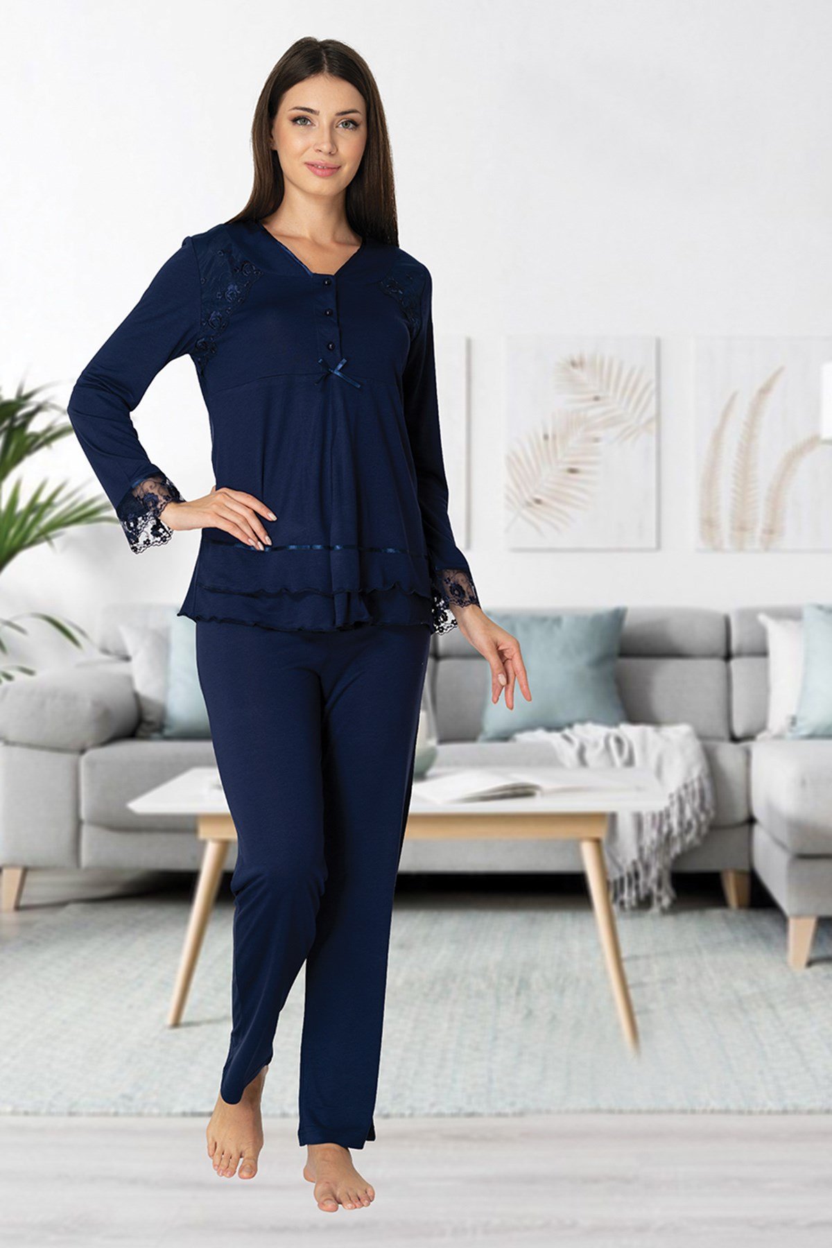 Effortt 2422 Lacivert Lohusa Pijama