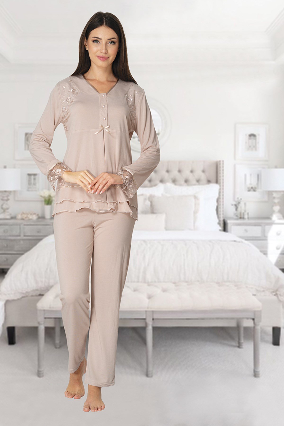 Effortt 2422 Sütlü Kahve Lohusa Pijama