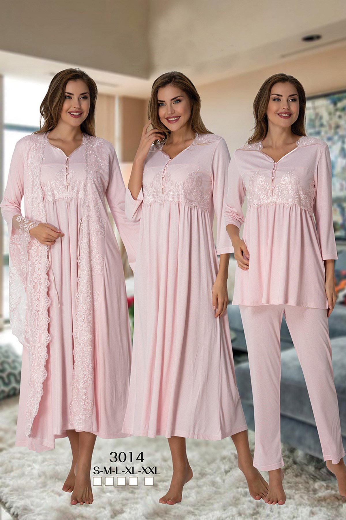 Effortt 3014 Pudra Özel Tasarım Lohusa Hamile 4'lü Set