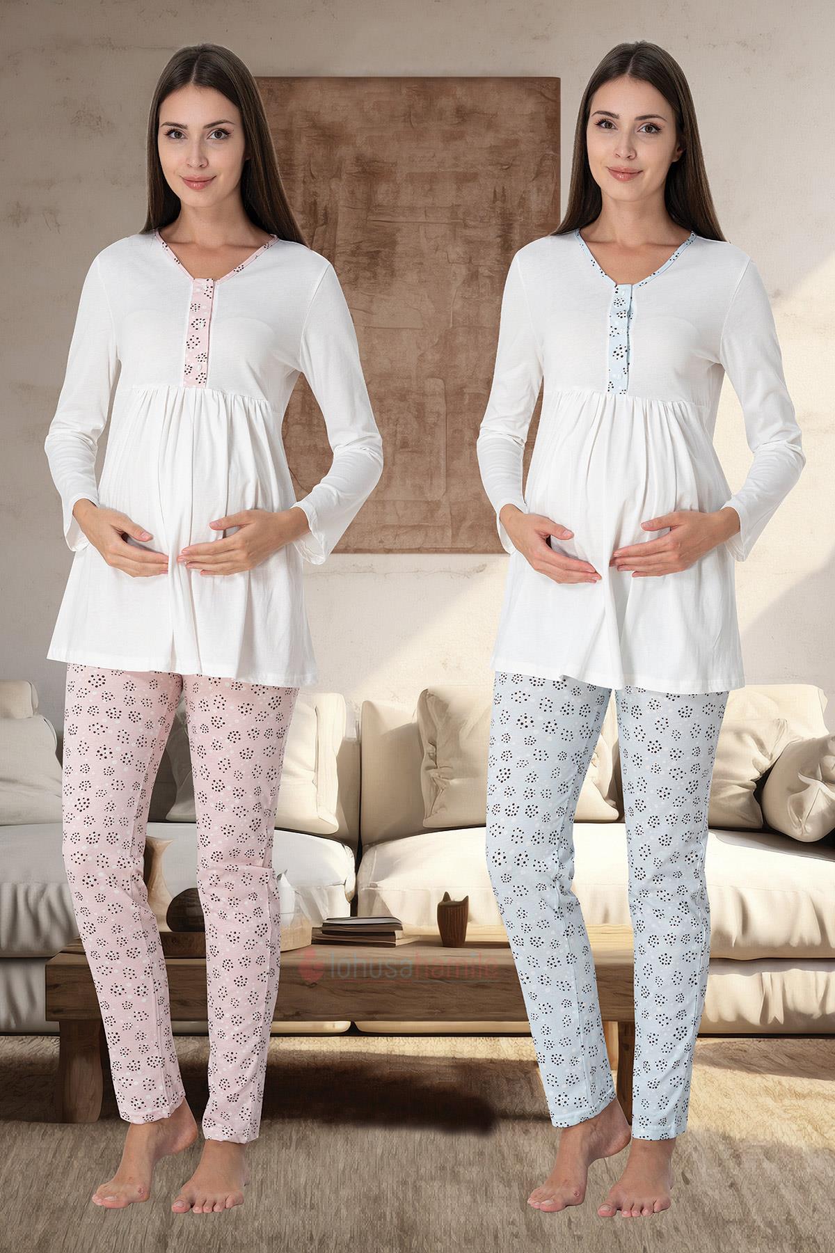 Effortt 3062 Desen Detaylı Lohusa Pijama Takımı
