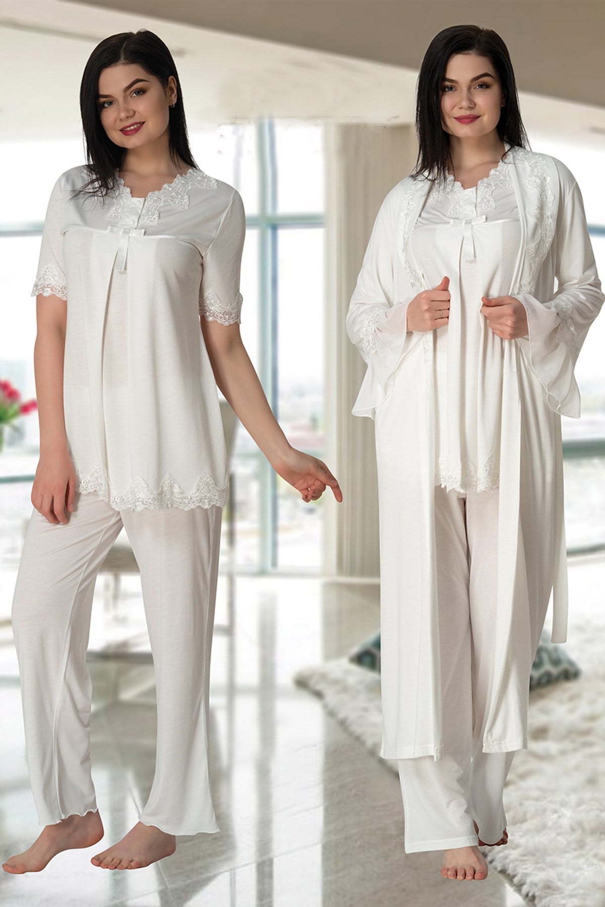 Effortt 5034 Uzun Sabahlıklı Lohusa Pijama Takımı