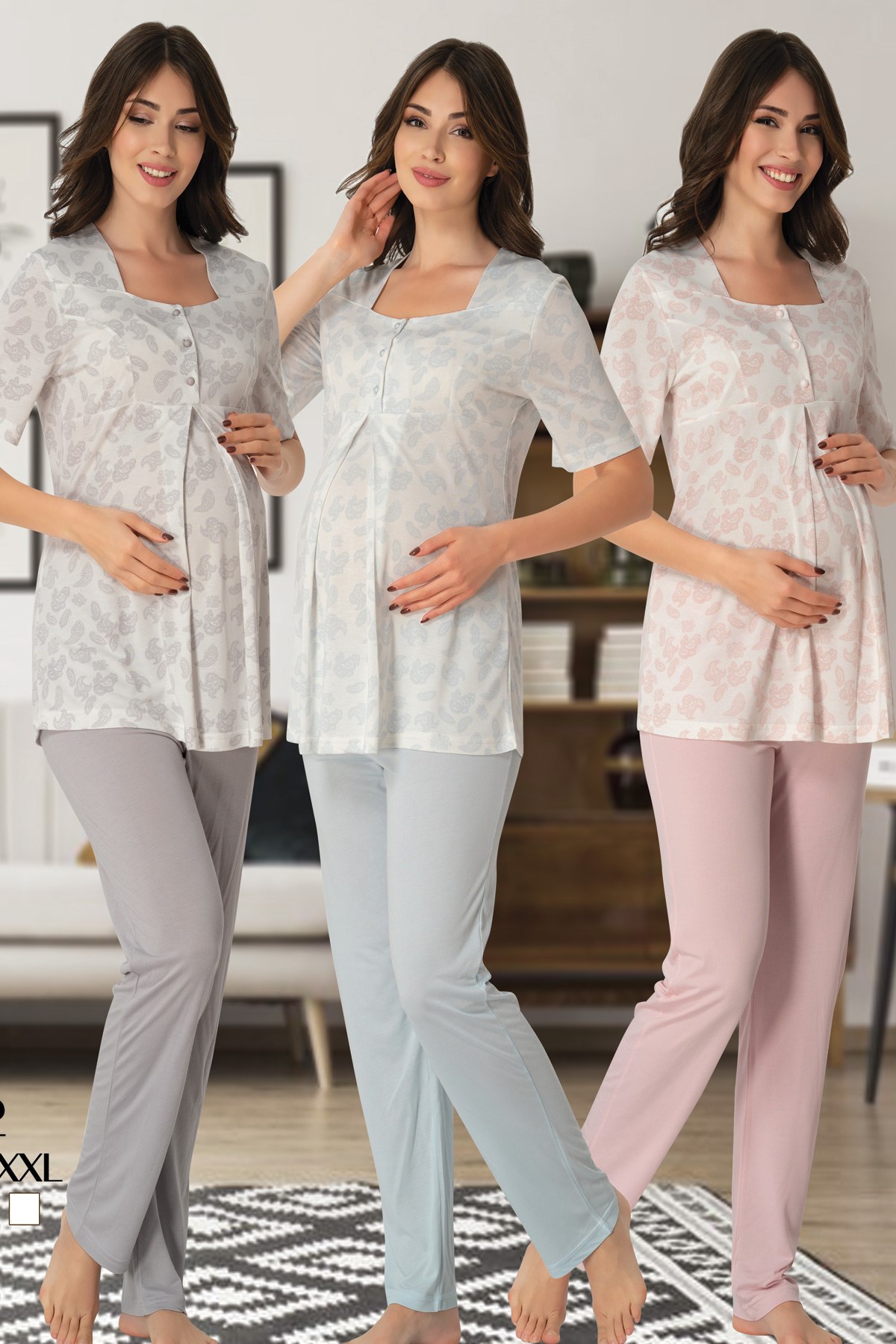 Effortt 8012 Skarp Desenli Lohusa Pijama