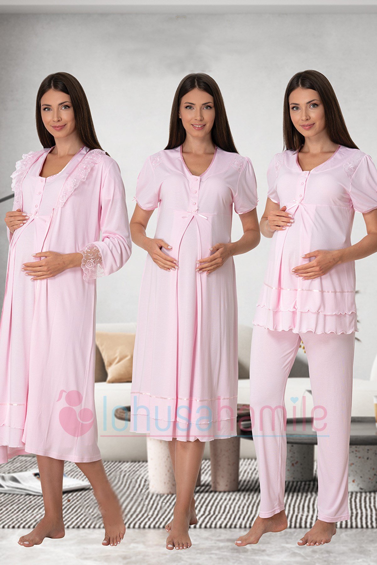 Effortt 8026 Pembe Hamile Lohusa 4lü Set