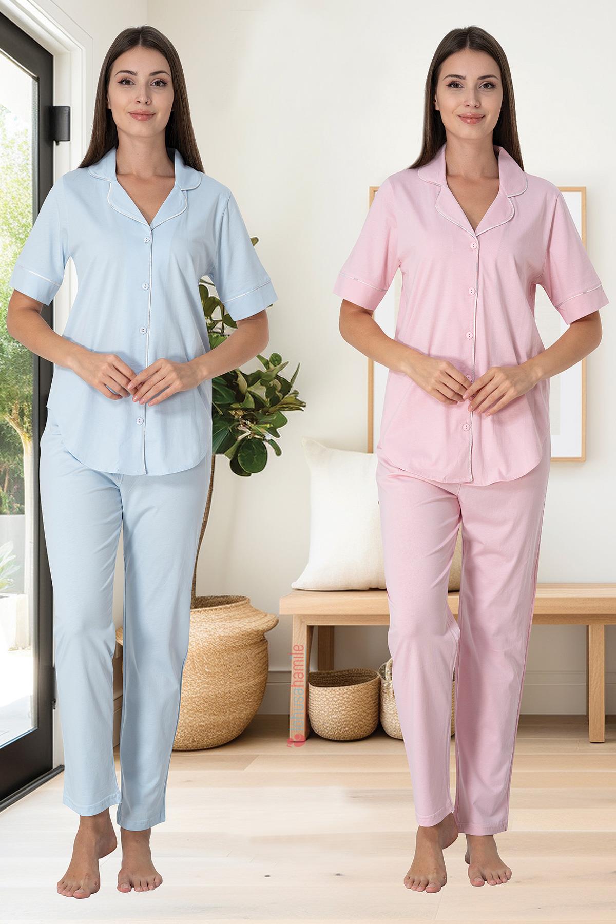 Effortt 8067 Önden Düğmeli Lohusa Pijama Takımı