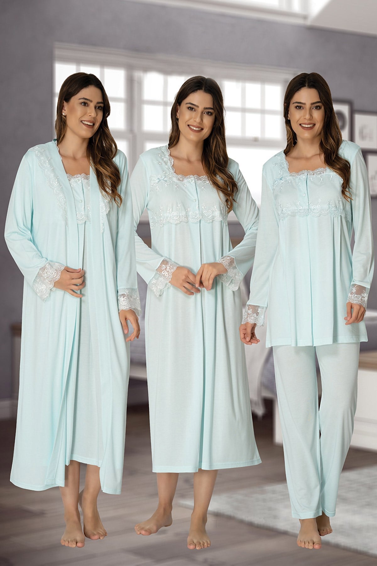 Effortt Turkuaz Lohusa Hamile 4'lü Set 2402-2403
