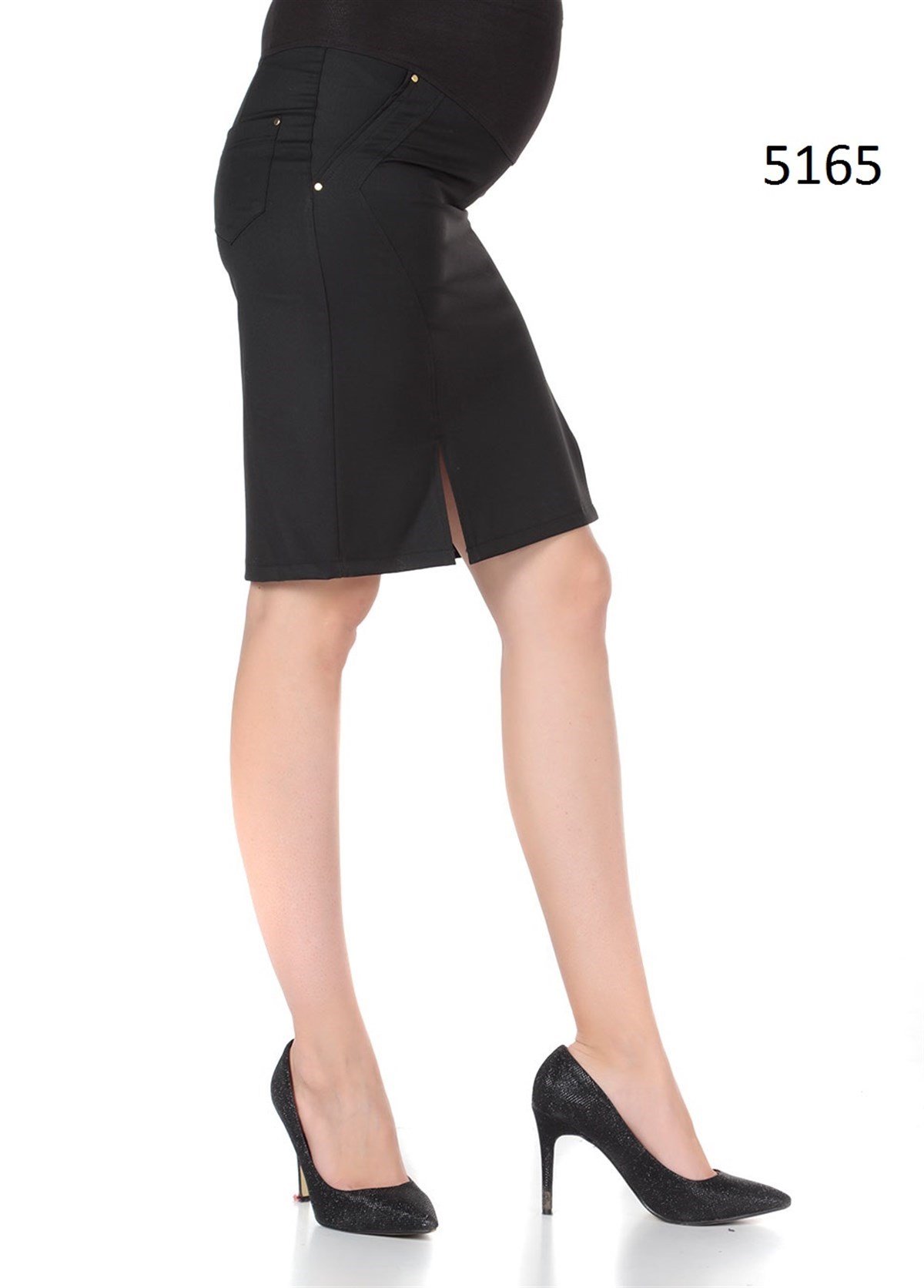 Hamile Kumaş Etek Yırtmaçlı Siyah