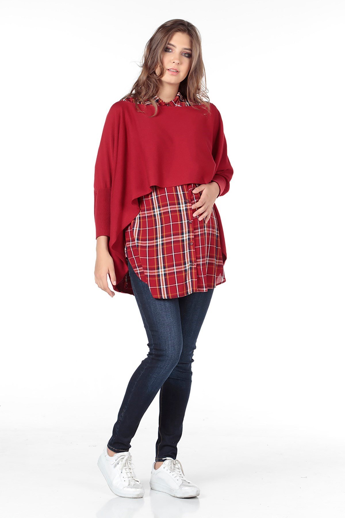 Hamile Şal Hırka Modelli Bordo