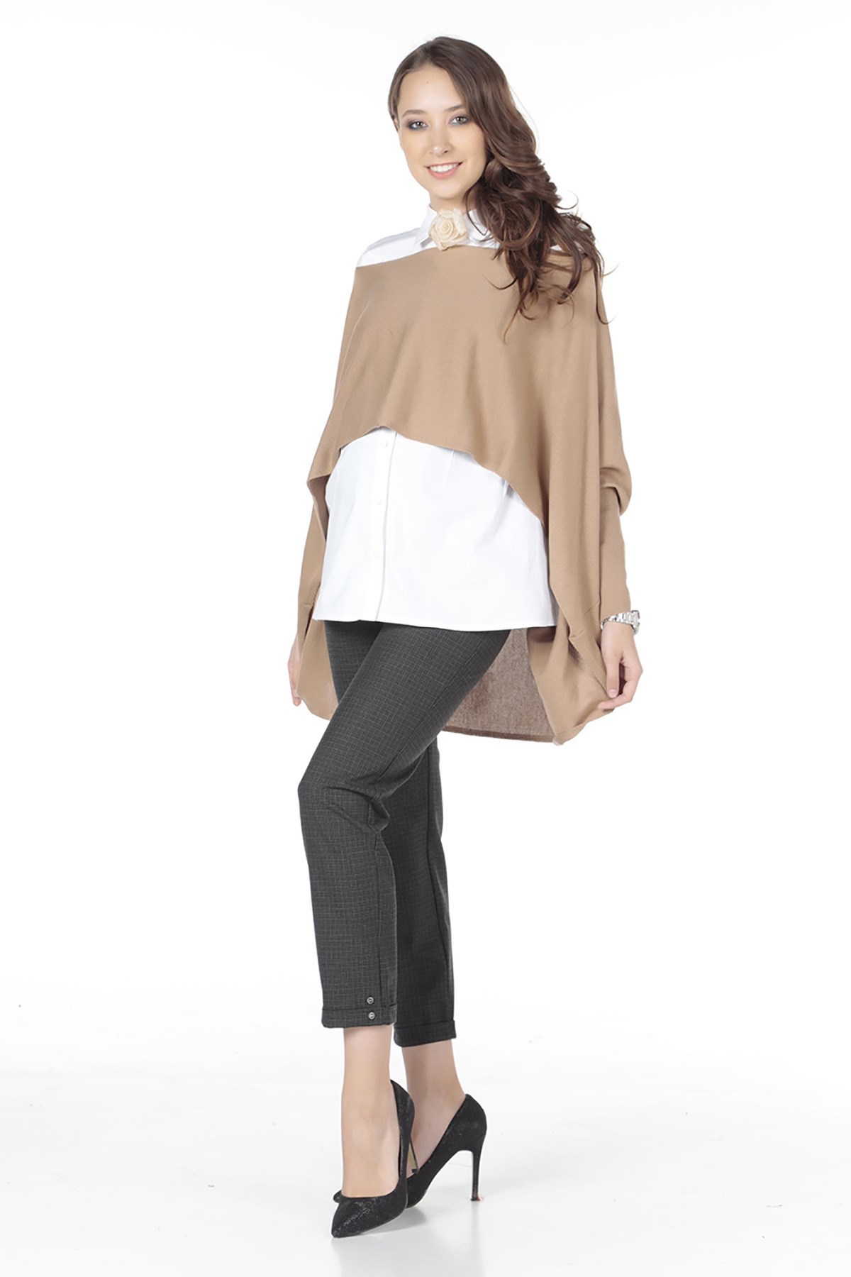 Hamile Şal Hırka Modelli Taba