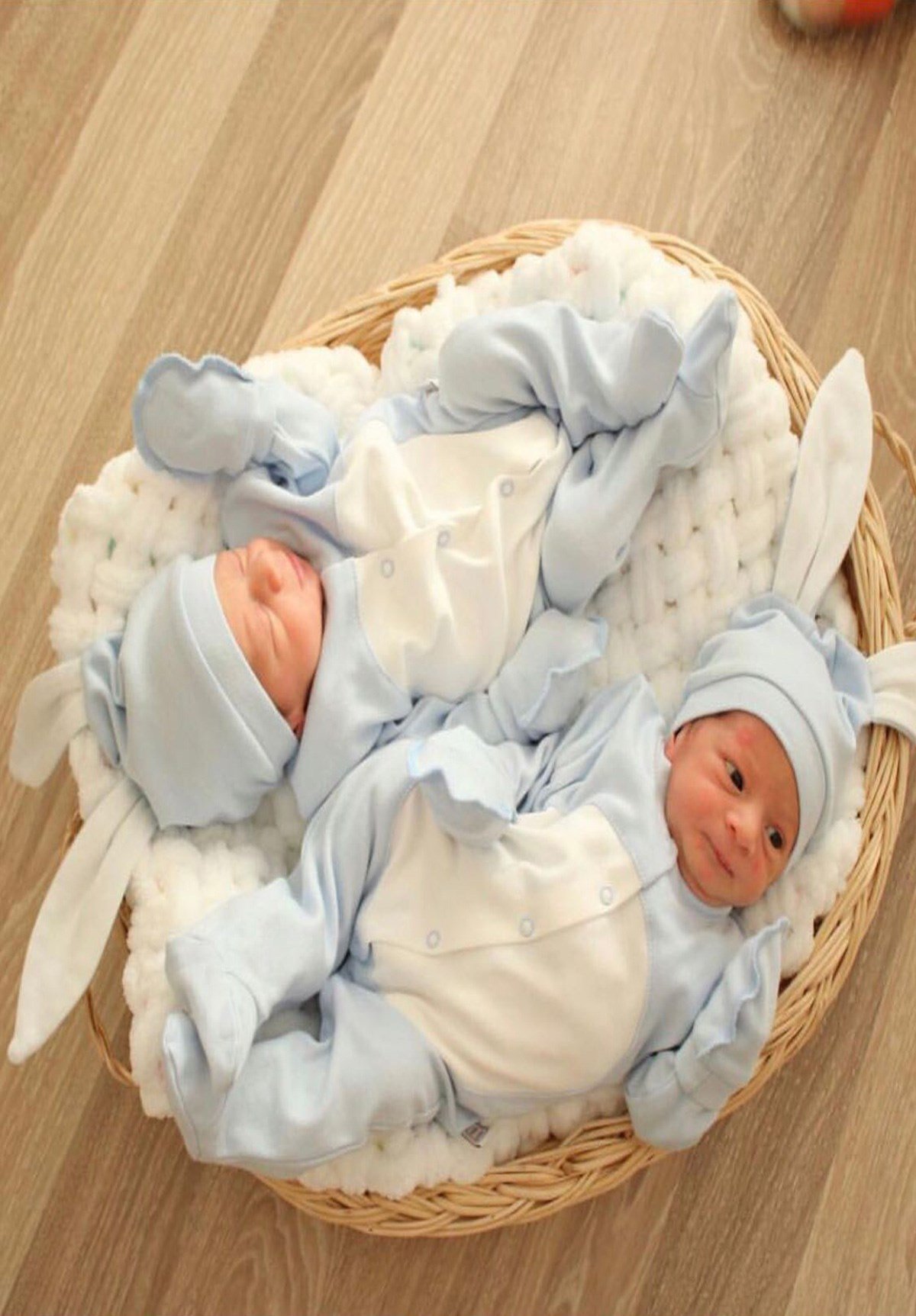 Rabbit Model Baby Blue-Ecru 3 Pieces Romper Set 131