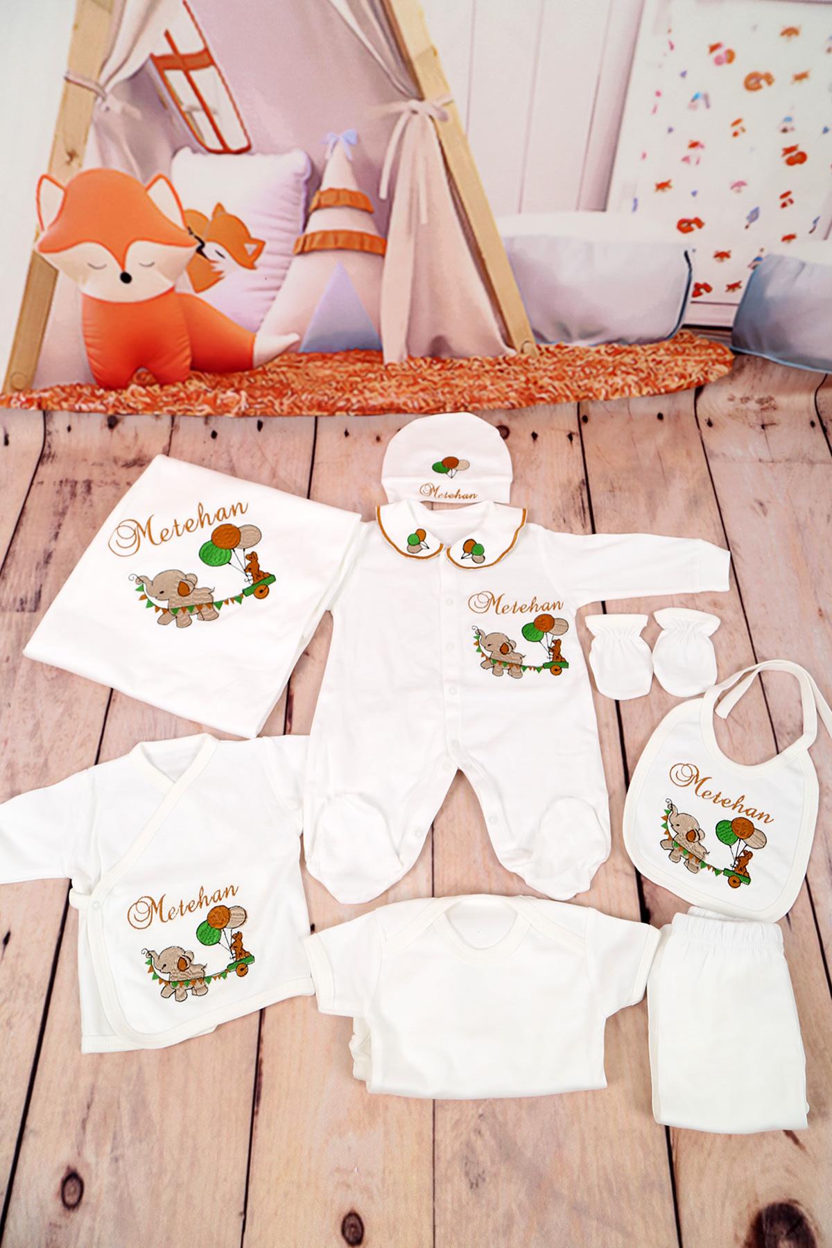 İsme Özel Balon Nakışlı 10lu Hastane Çıkış Seti