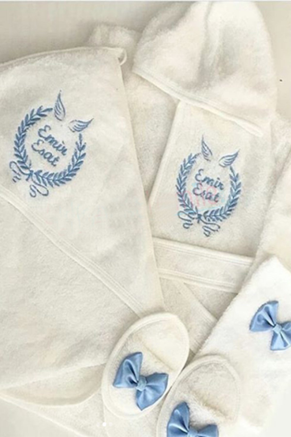 İsme özel Bebek Bornoz Seti 5601