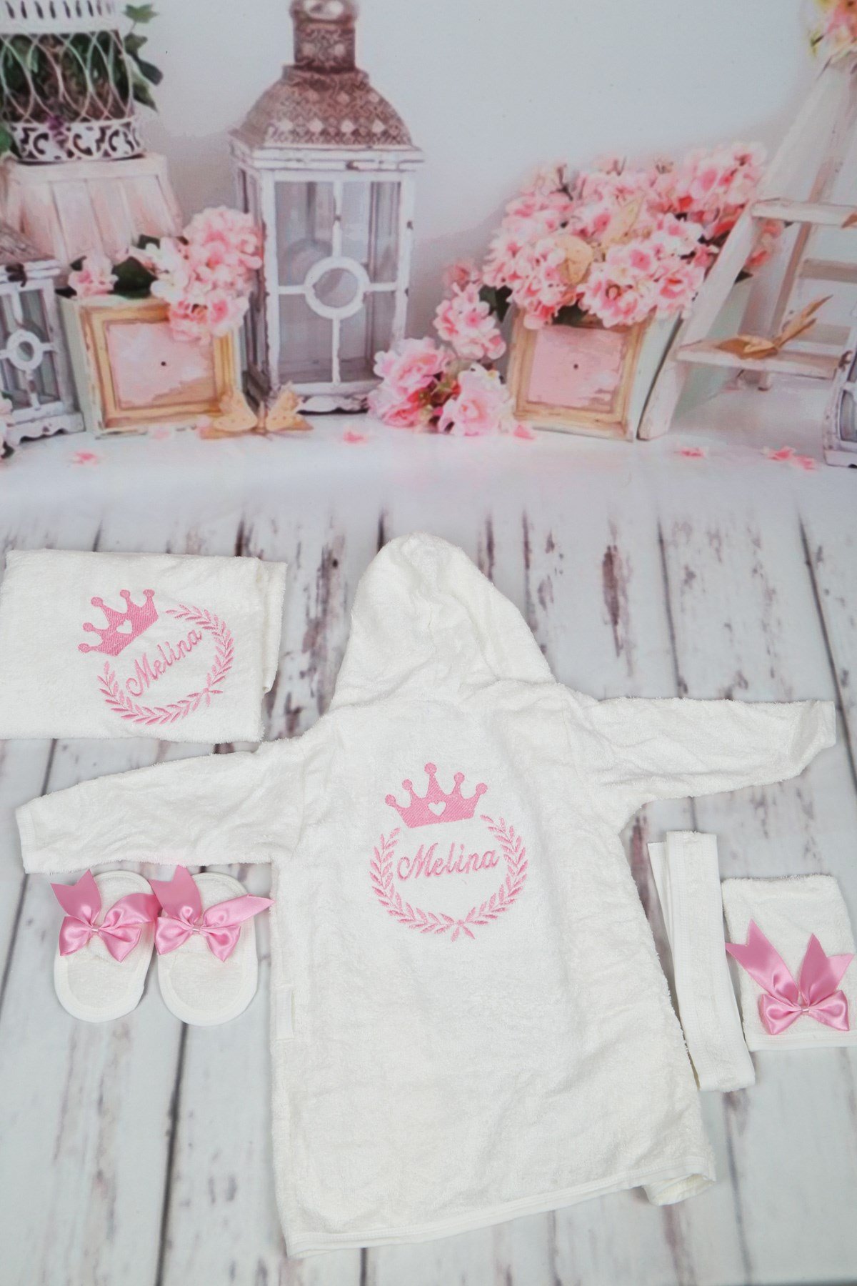 İsme özel Bebek Bornoz Seti 5604