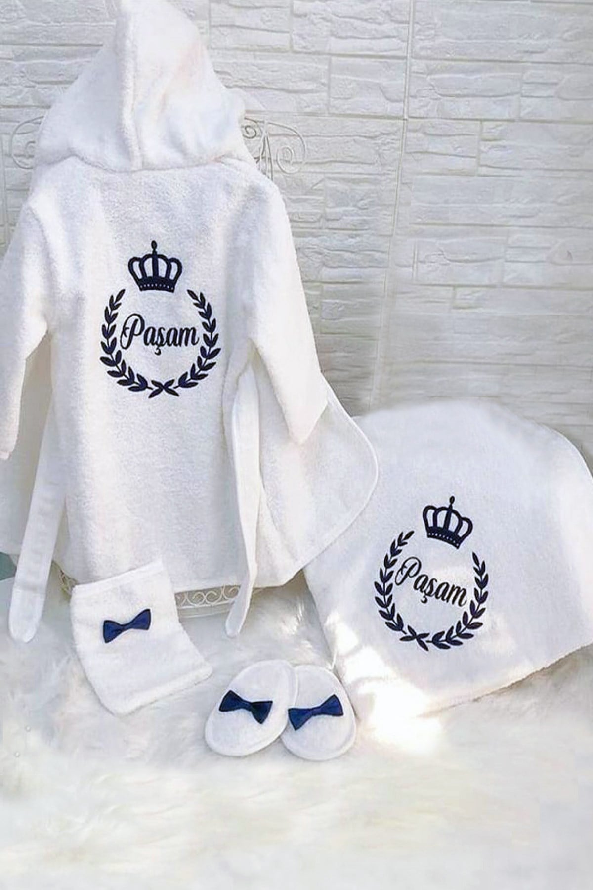 İsme özel Bebek Bornoz Seti 5607