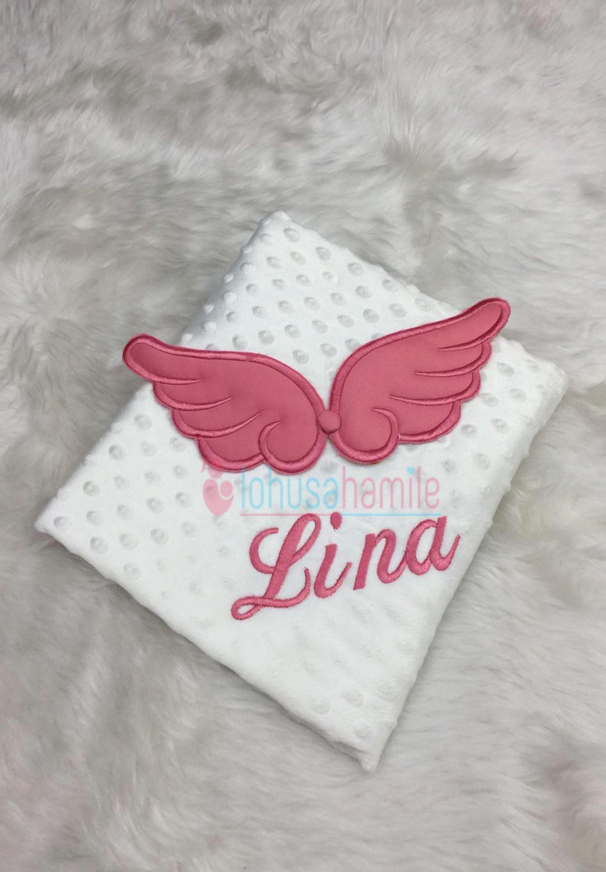 İsme Özel Gülkurusu Kanatlı Battaniye B7032