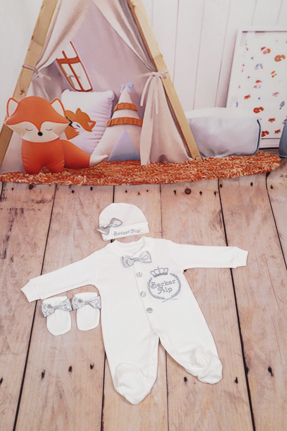 Lh3107 İsme Özel Nakışlı Hastane Çıkışı 3lü Set