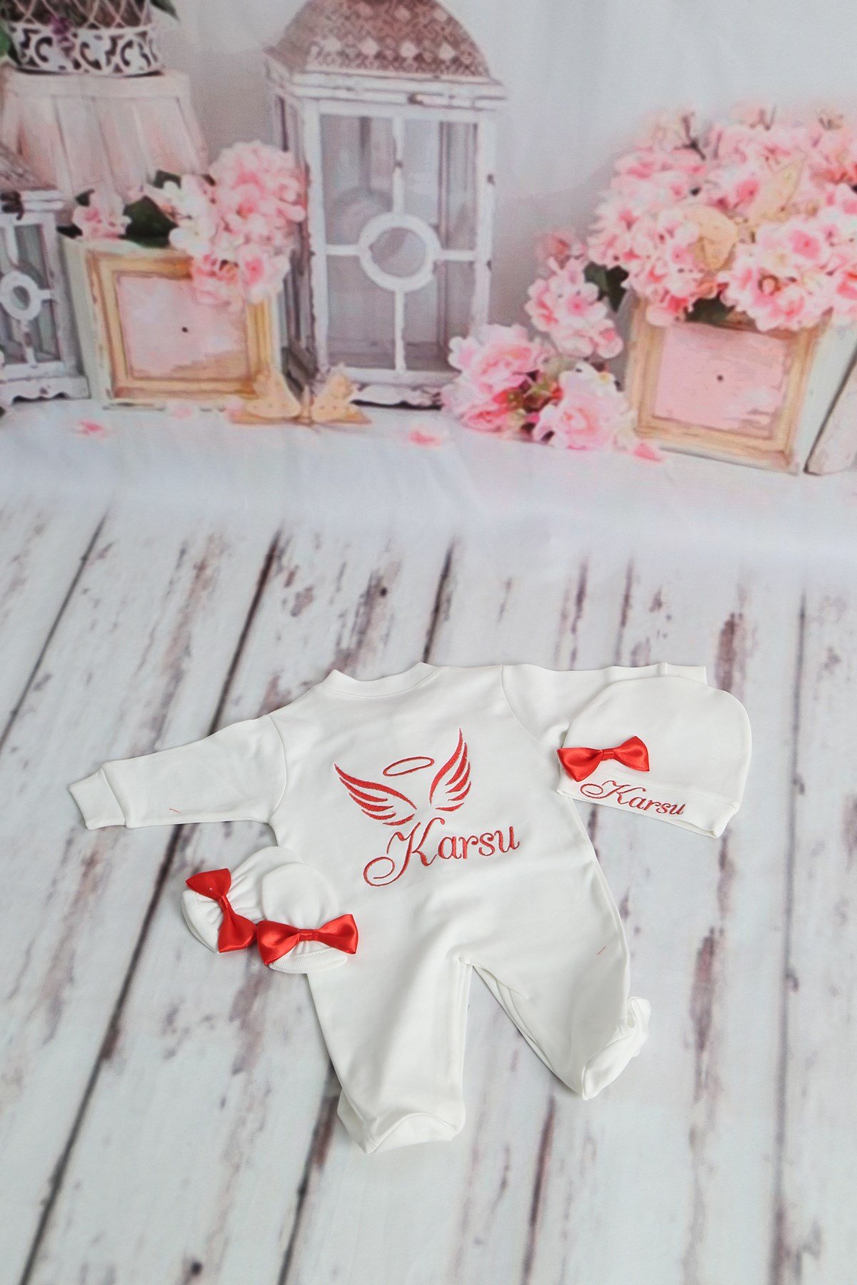 Lh3108 İsme Özel Kanatlı Hastane Çıkışı 3lü Set