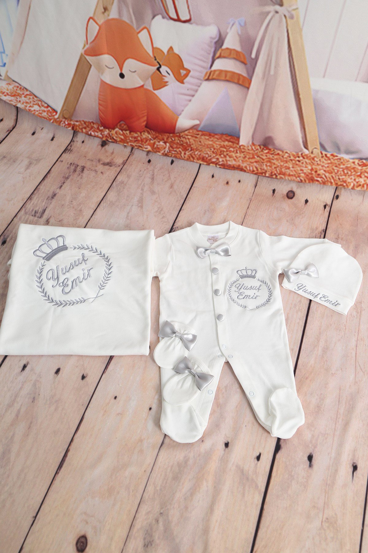 Lh4078 İsme Özel Nakışlı Hastane Çıkışı 4'lü set