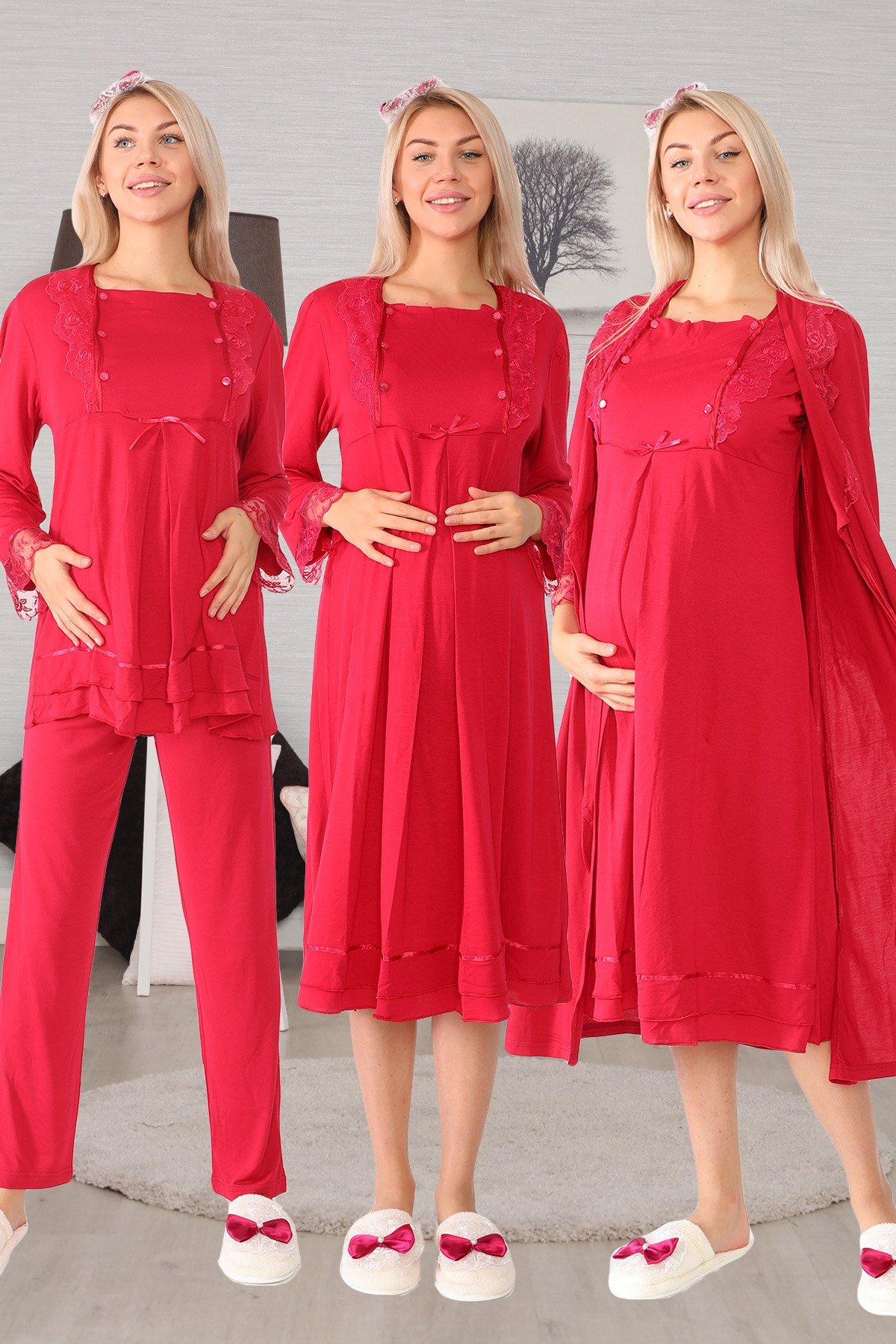 Lohusa Hamile 20120 Vişne 4lü Lohusa Hamile Set