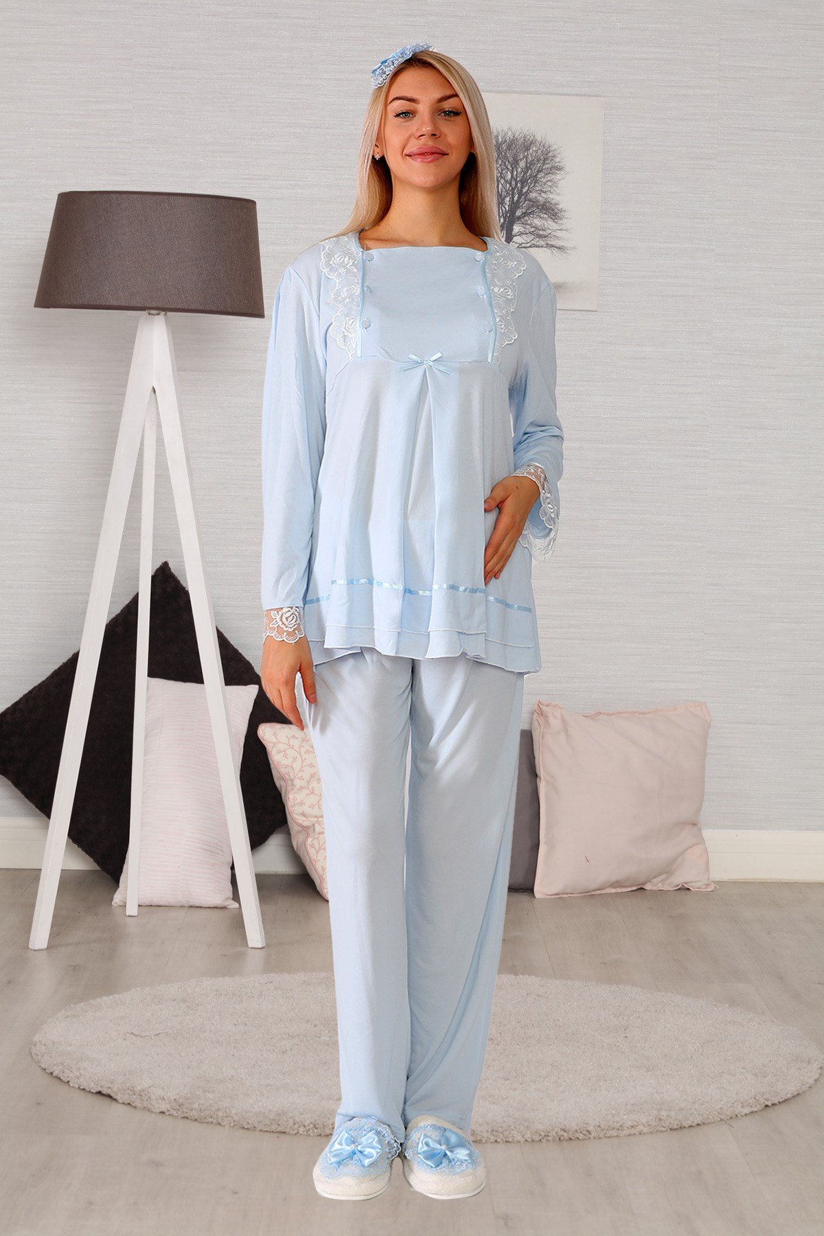 Lohusa Hamile 20122 Mavi Lohusa Pijama