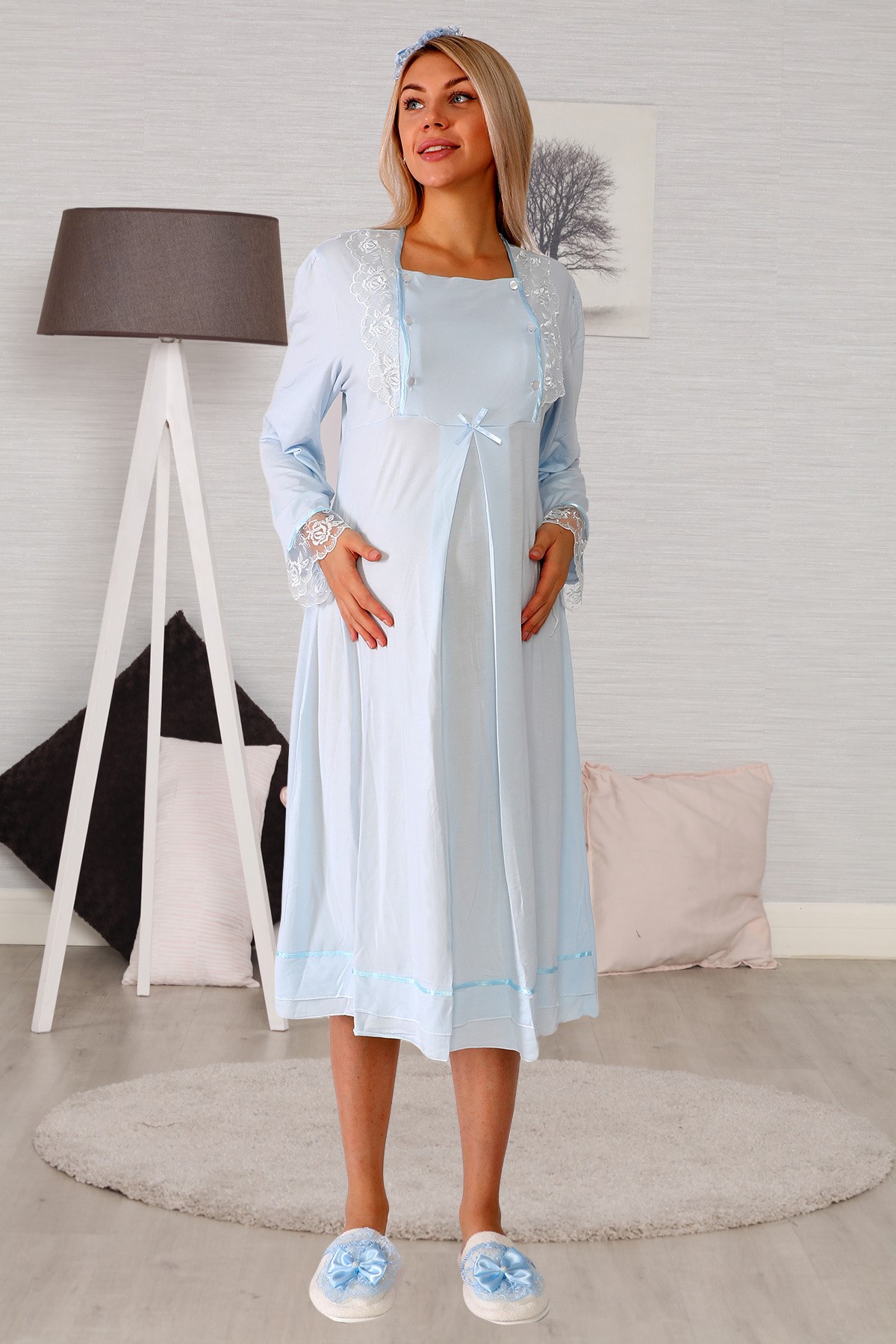 Lohusa Hamile 20123 Mavi Lohusa Gecelik