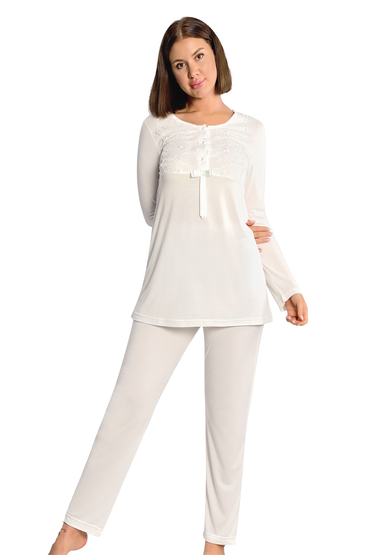 Lohusa Hamile 2353 Ekru  Lohusa Pijama Takımı