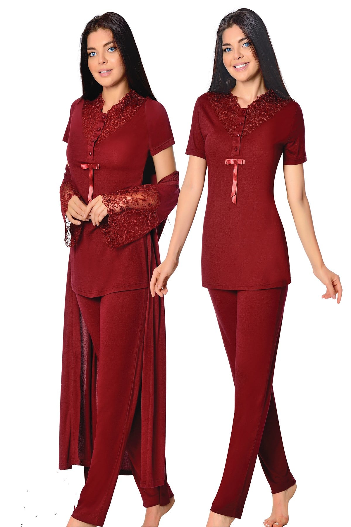 Lohusa Hamile 2354 Bordo Lohusa Pijama Takımı