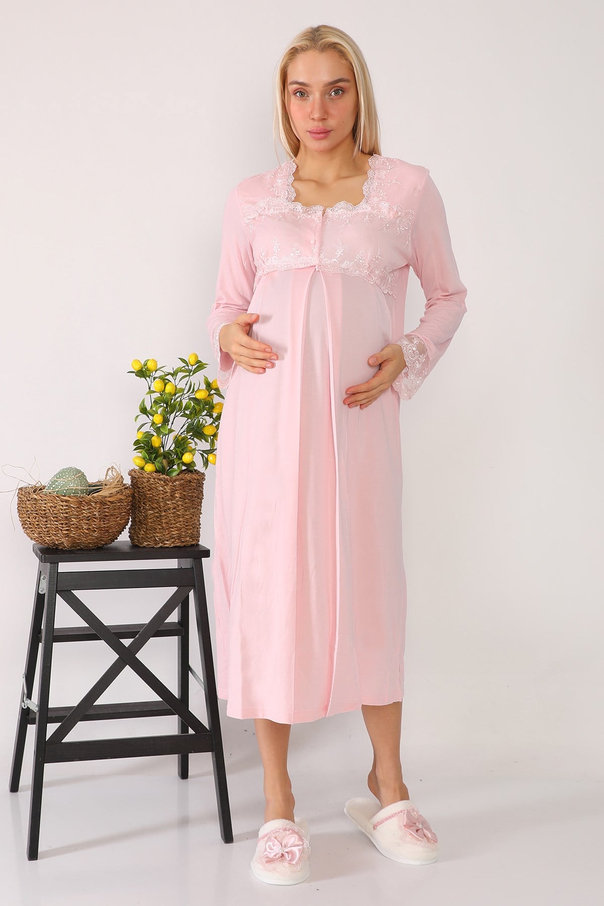 Lohusa Hamile 2604 Pembe Lohusa Gecelik