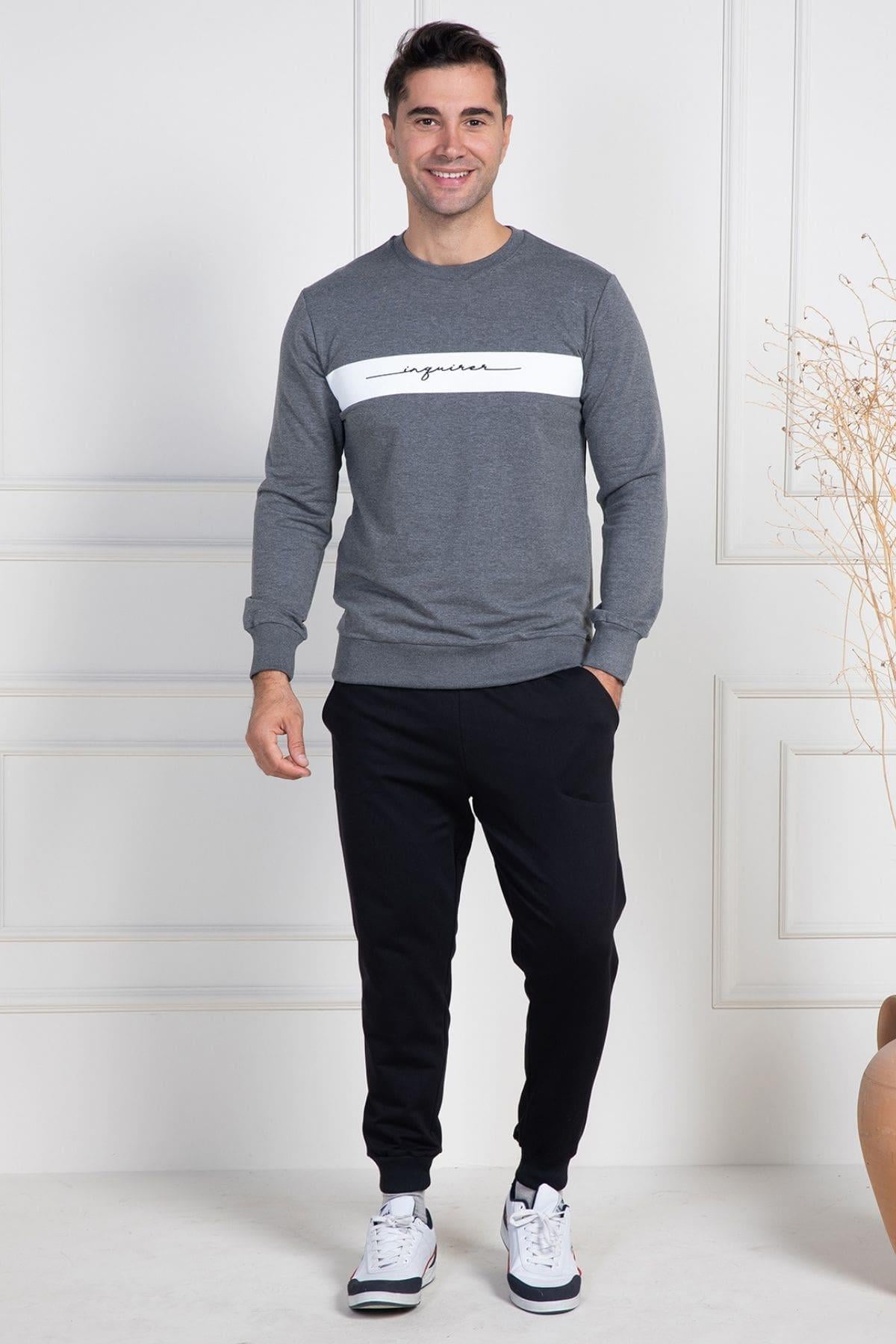 Mecit 2910 Gri İki İp Örme Spor Model Erkek Pijama Takımı